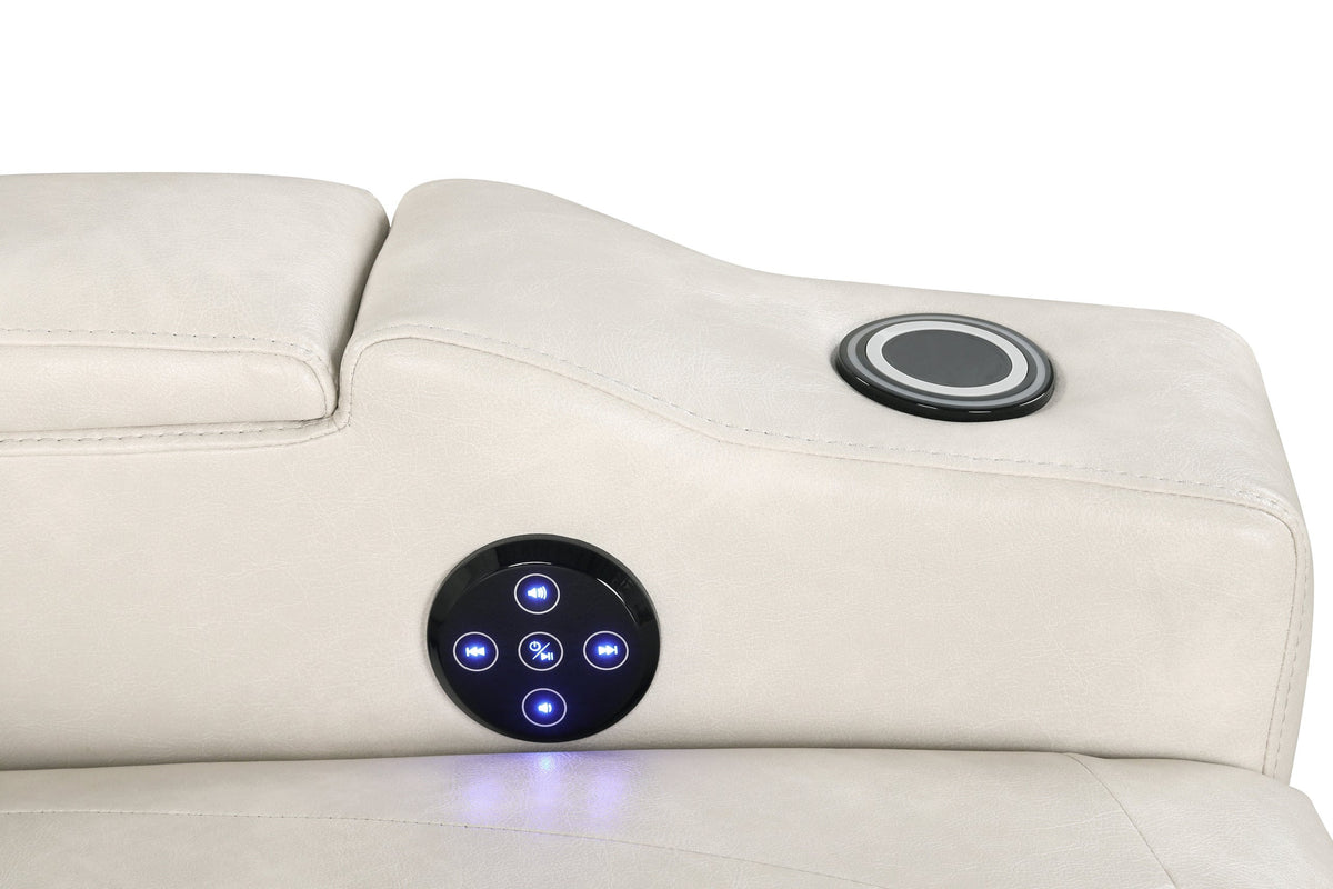 Topgun Ivory Power Recliner with Bluetooth Speaker and Led Light