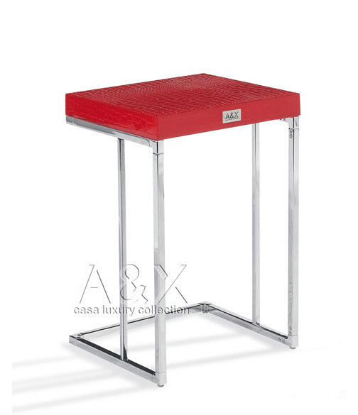 Amelia - Modern Red Crocodile Lacquer End Table Set