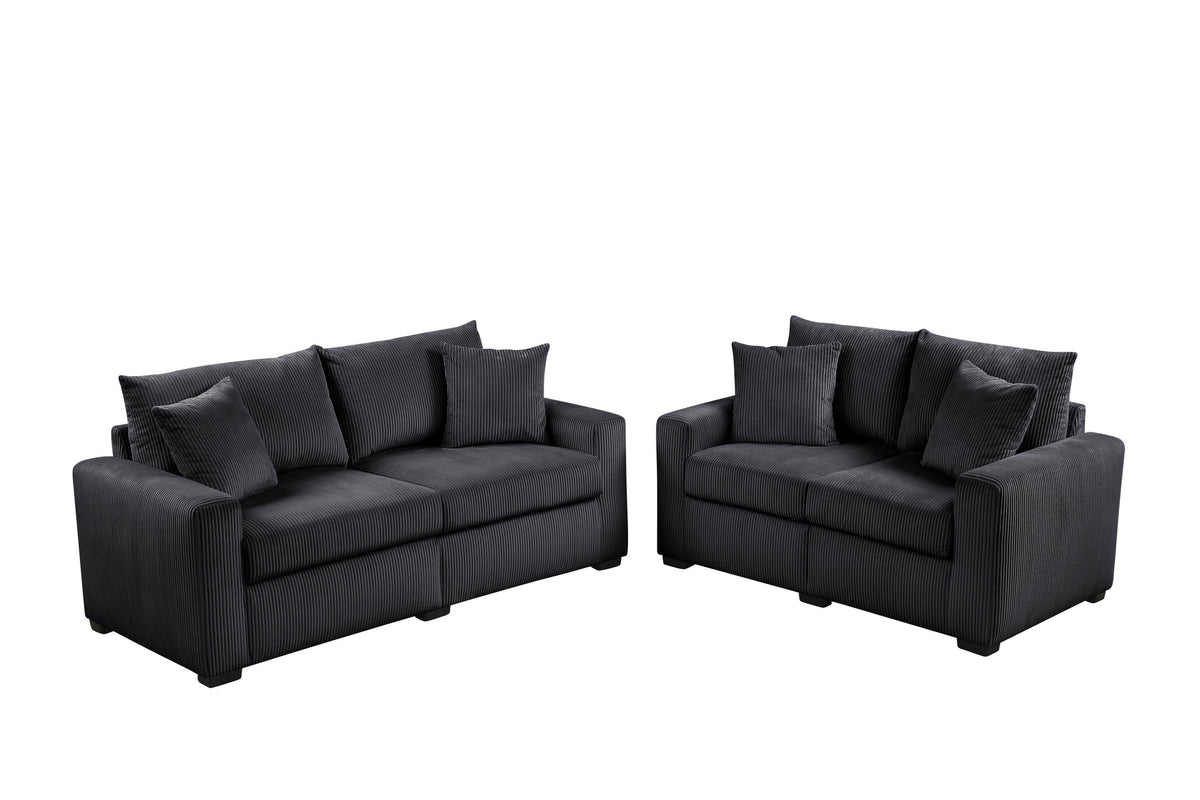 Norvix Black Sofa and Loveseat