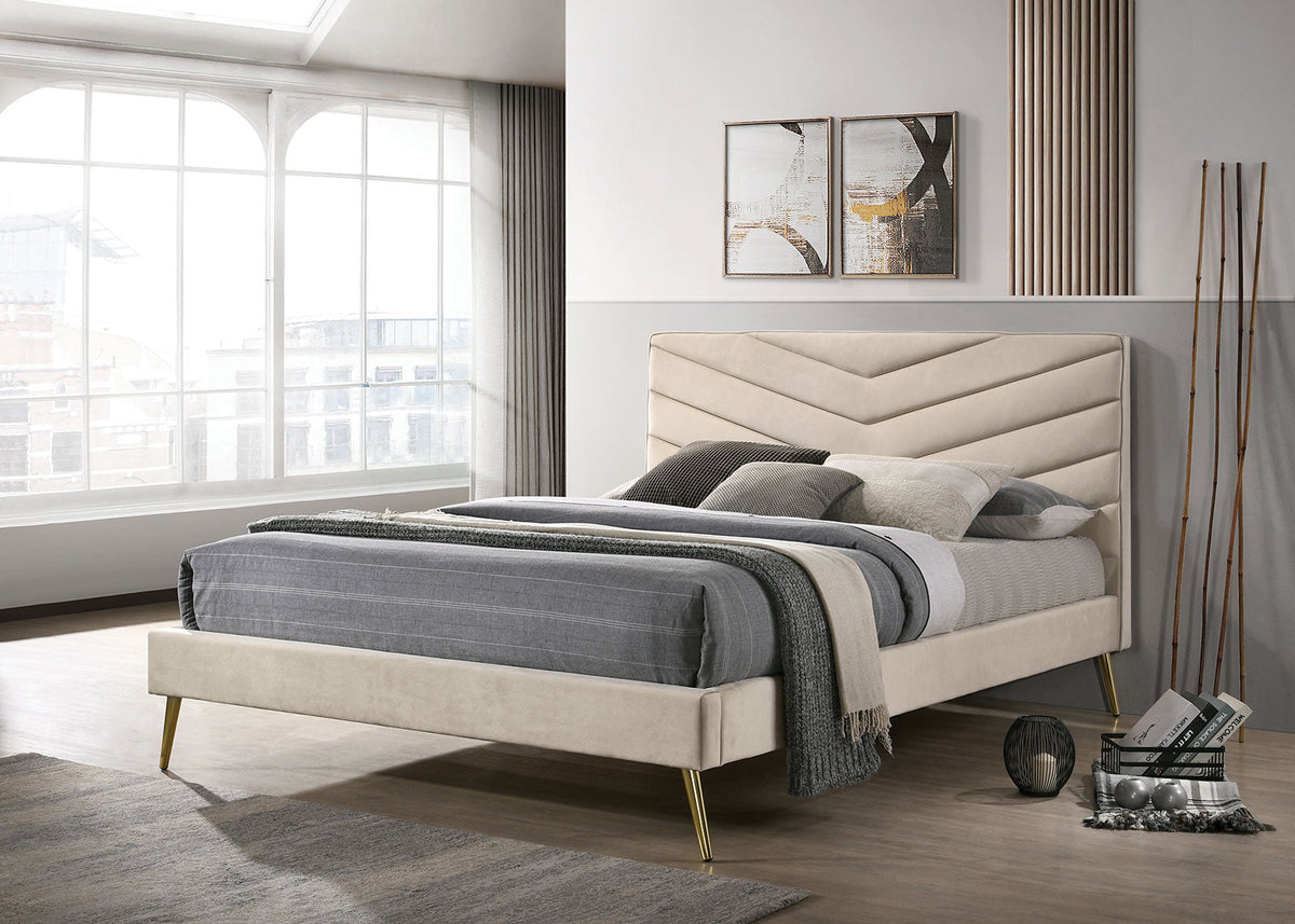 Vivar Beige Twin Upholstered Bed