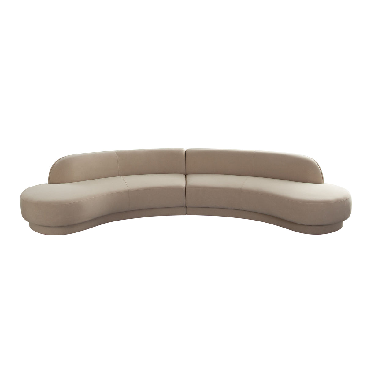 Zelda 2PC Modular Curved Armless Chaise in Light Camel Performance Velvet w/ (2) Accent Pillow Balls