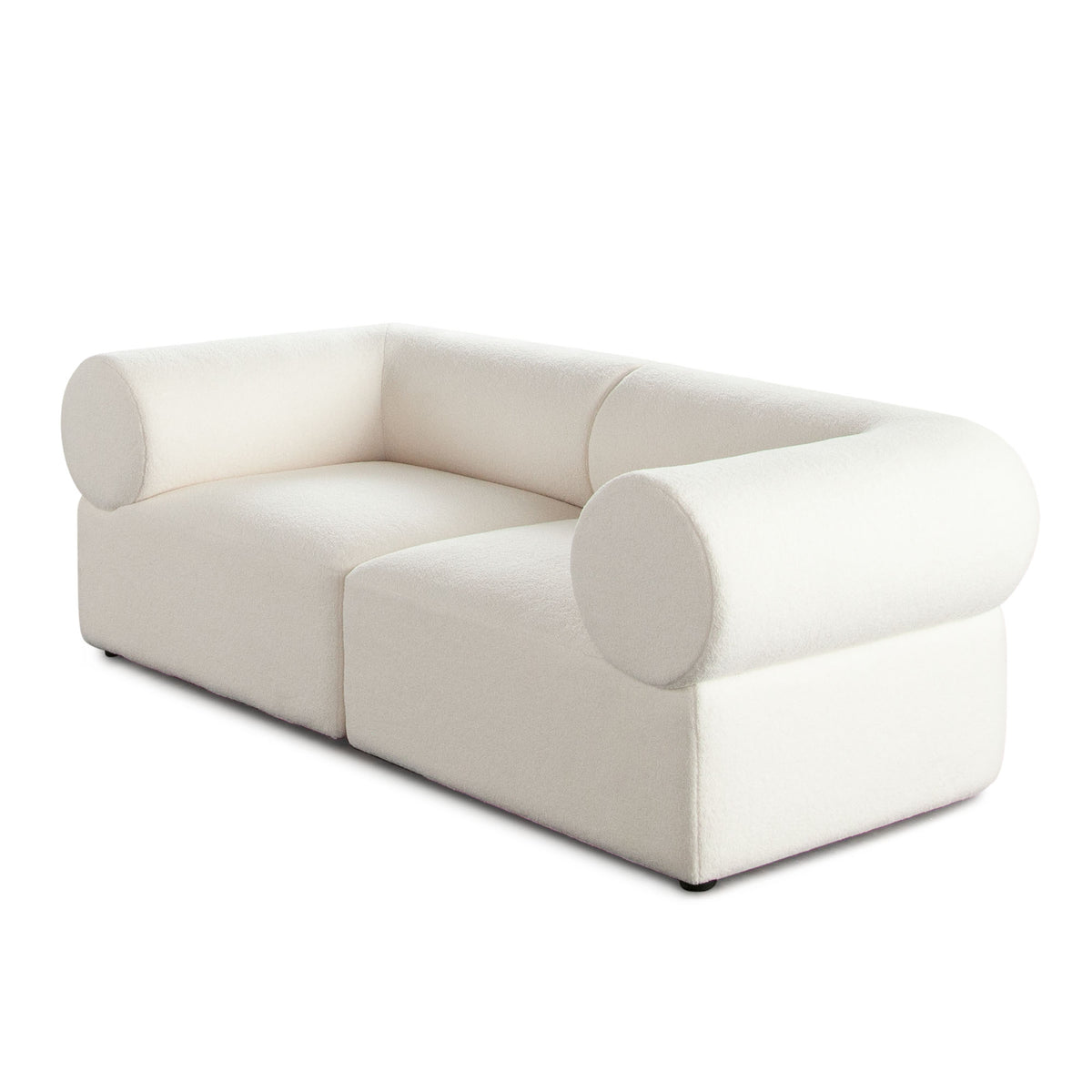 Zia 2PC Modular Sofa in Ivory Sherpa Fabric