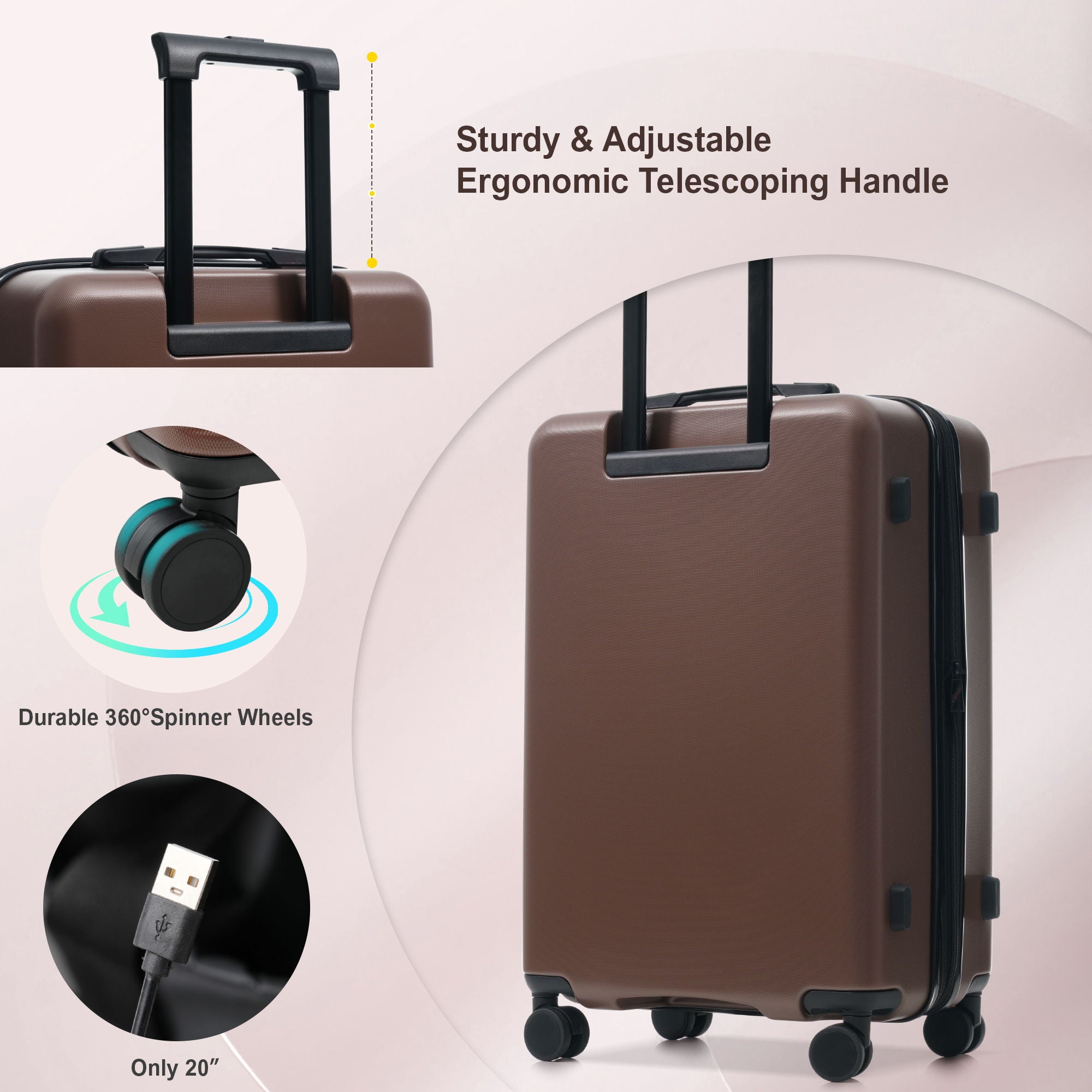 Hardside Luggage Set 5 Piece With Front Opening