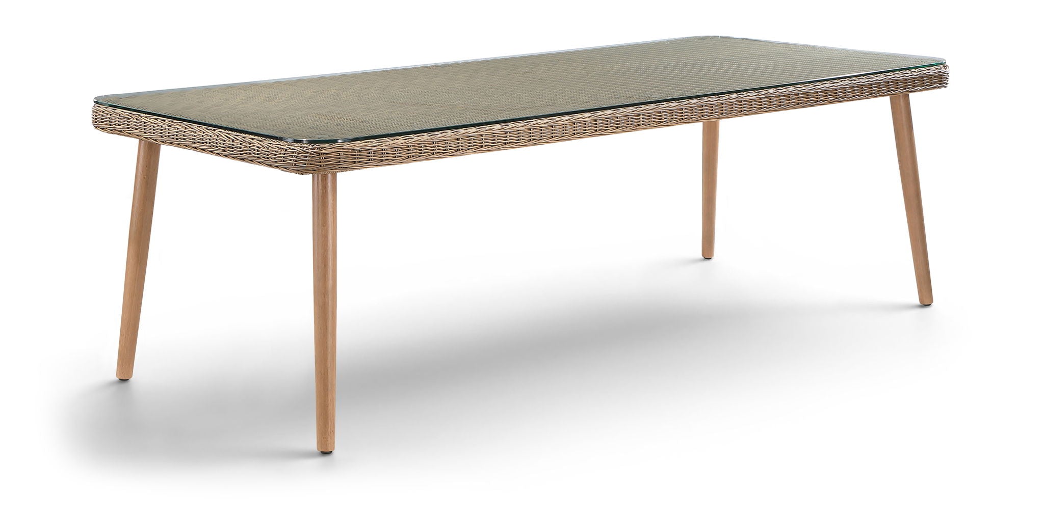Seacrest - Tempered Glass Top And Wicker Outdoor Patio Dining Table