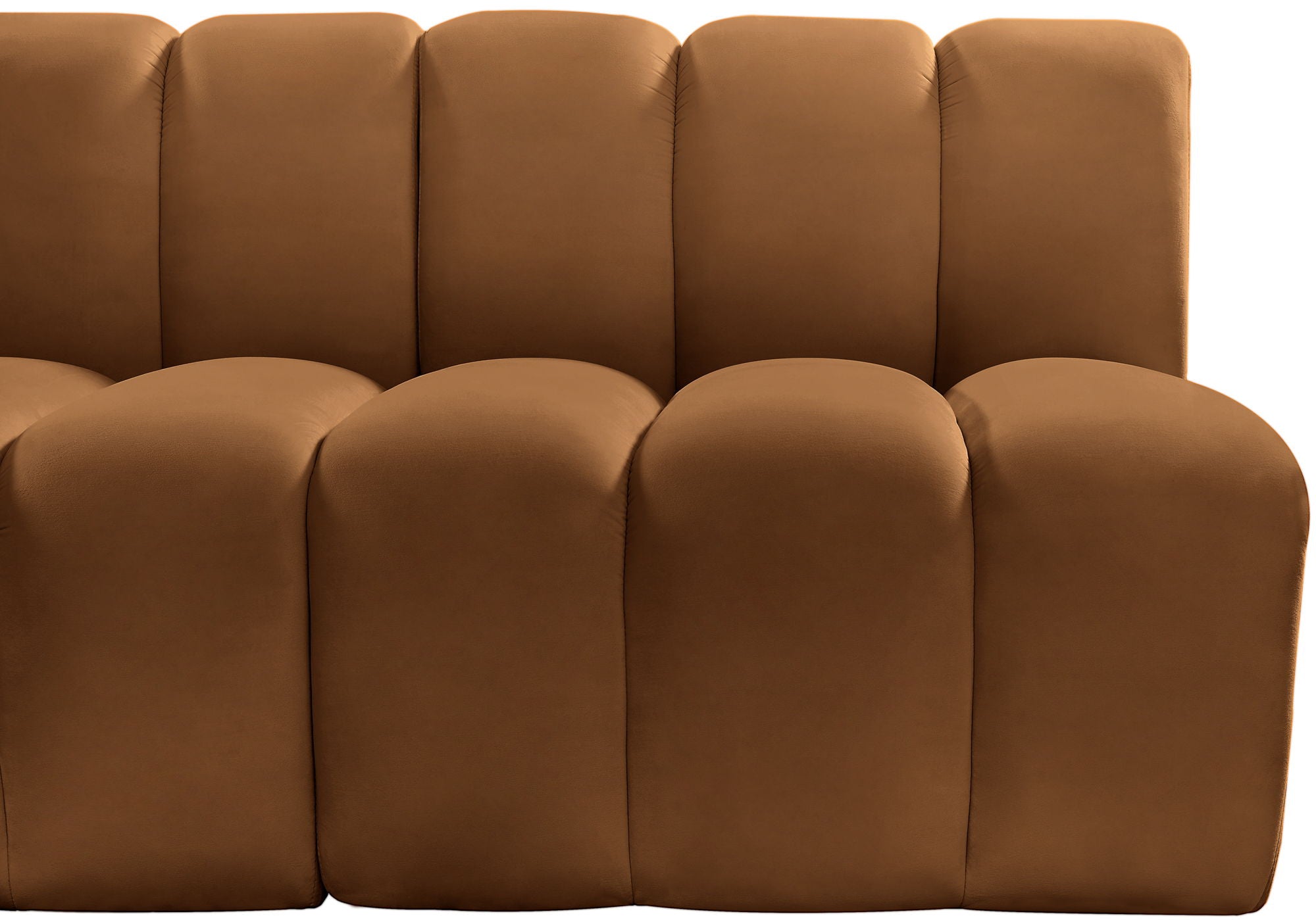 Arc - Velvet 5 Piece U-Shaped Modular Sofa - Saddle