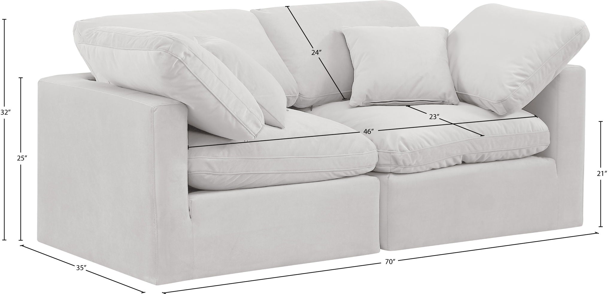 Indulge - Velvet 2 Seat Modular Sofa