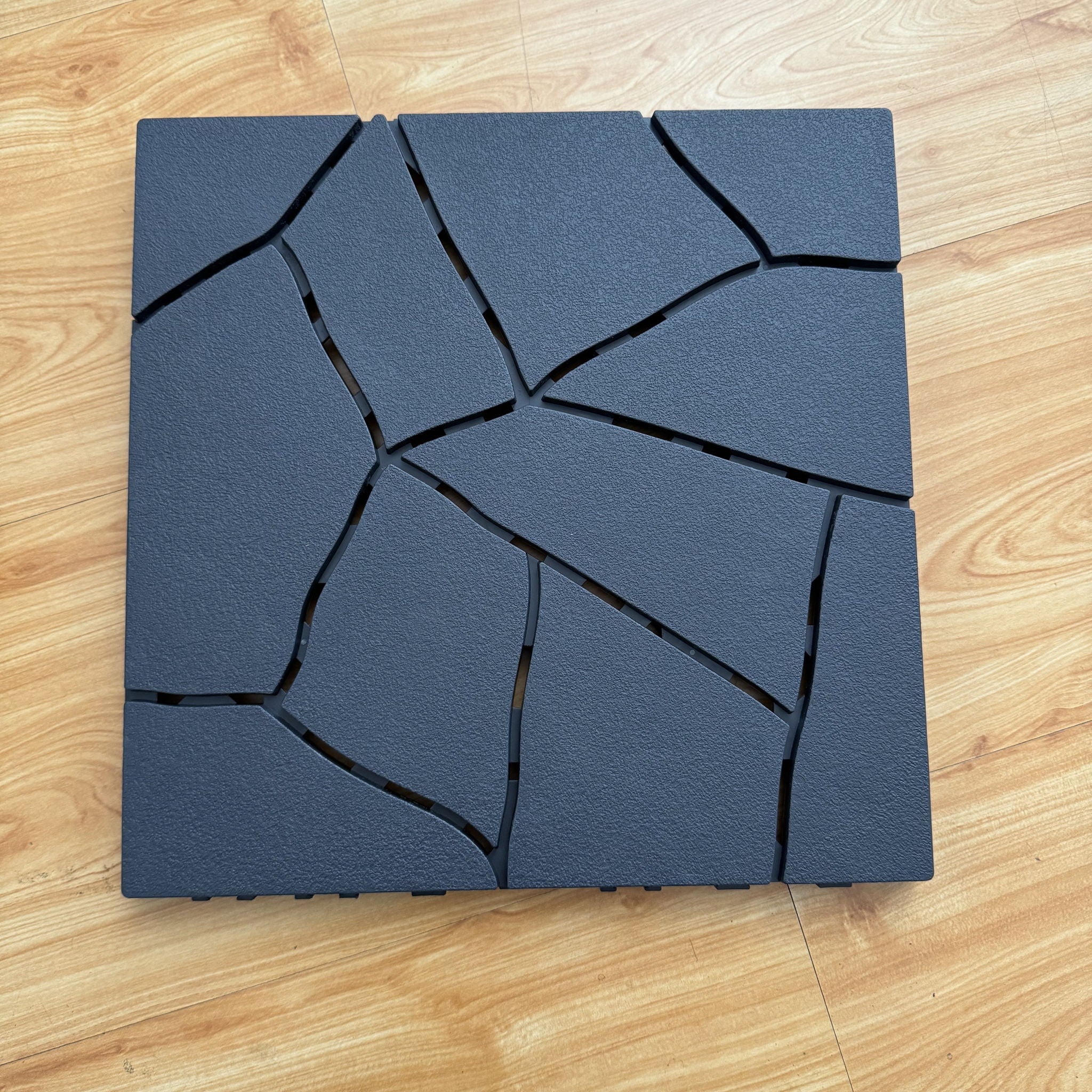 Stone Style Patio Deck Tiles For Porch (Set of 44) - Gray