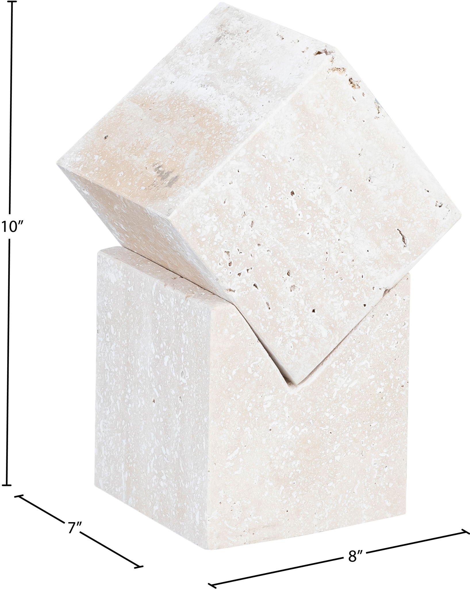 Quad - Travertine Decorative Cube - Natural