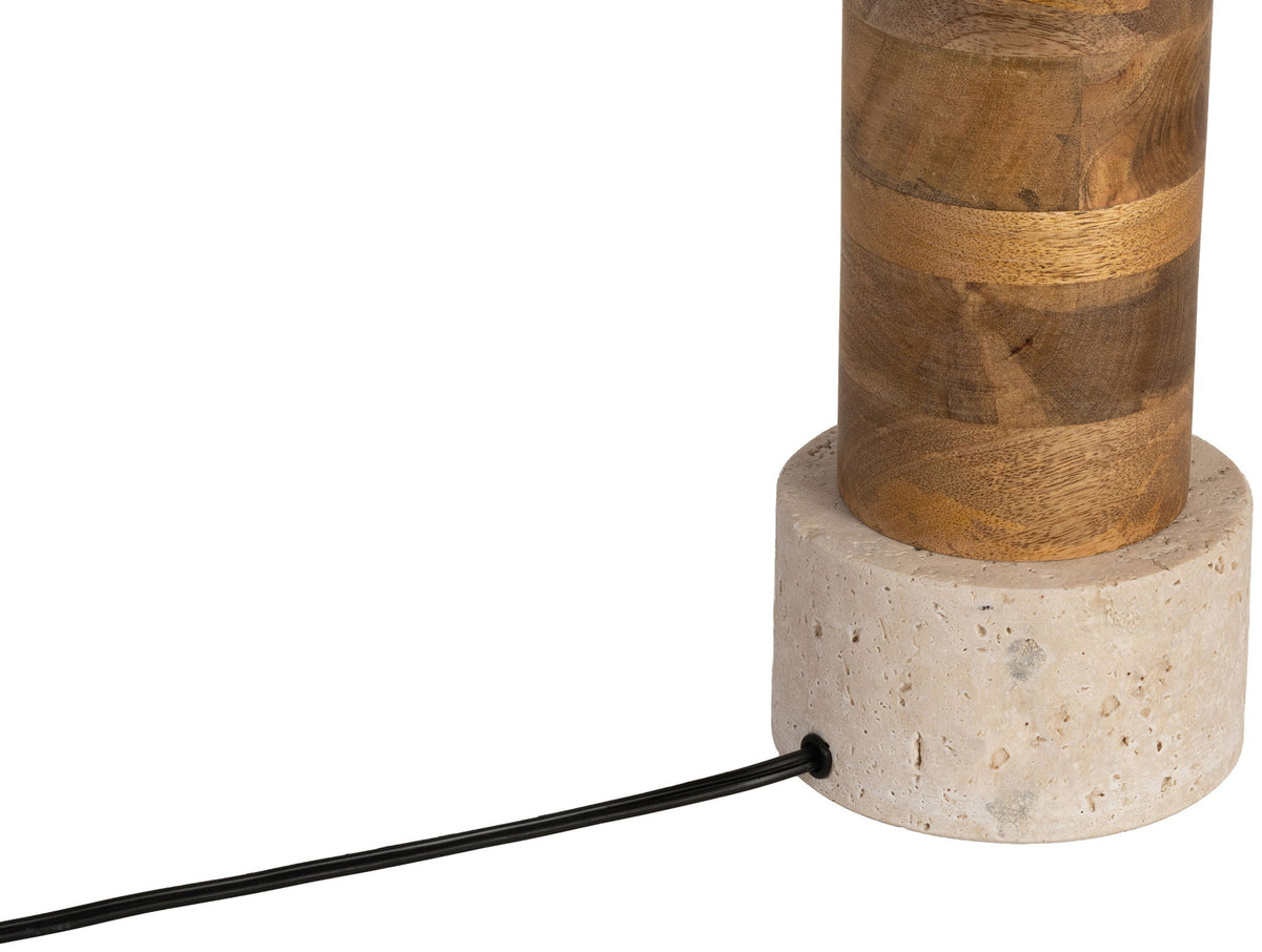 Orenda - Mango Wood Base And Linen Textured Fabric Shade Table Lamp - Travertine / Natural