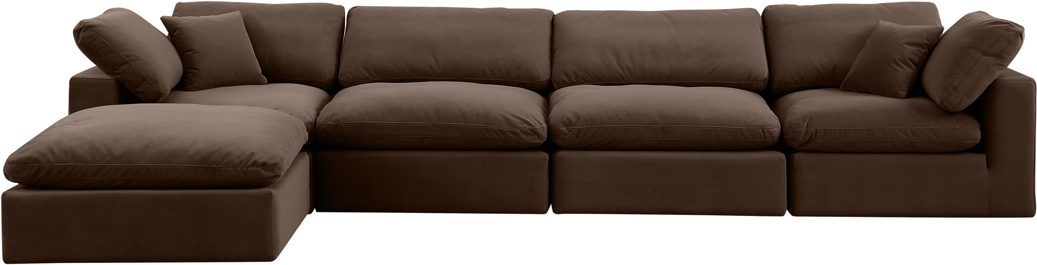Comfy - 5 Piece Velvet Modular Sectional With Chaise