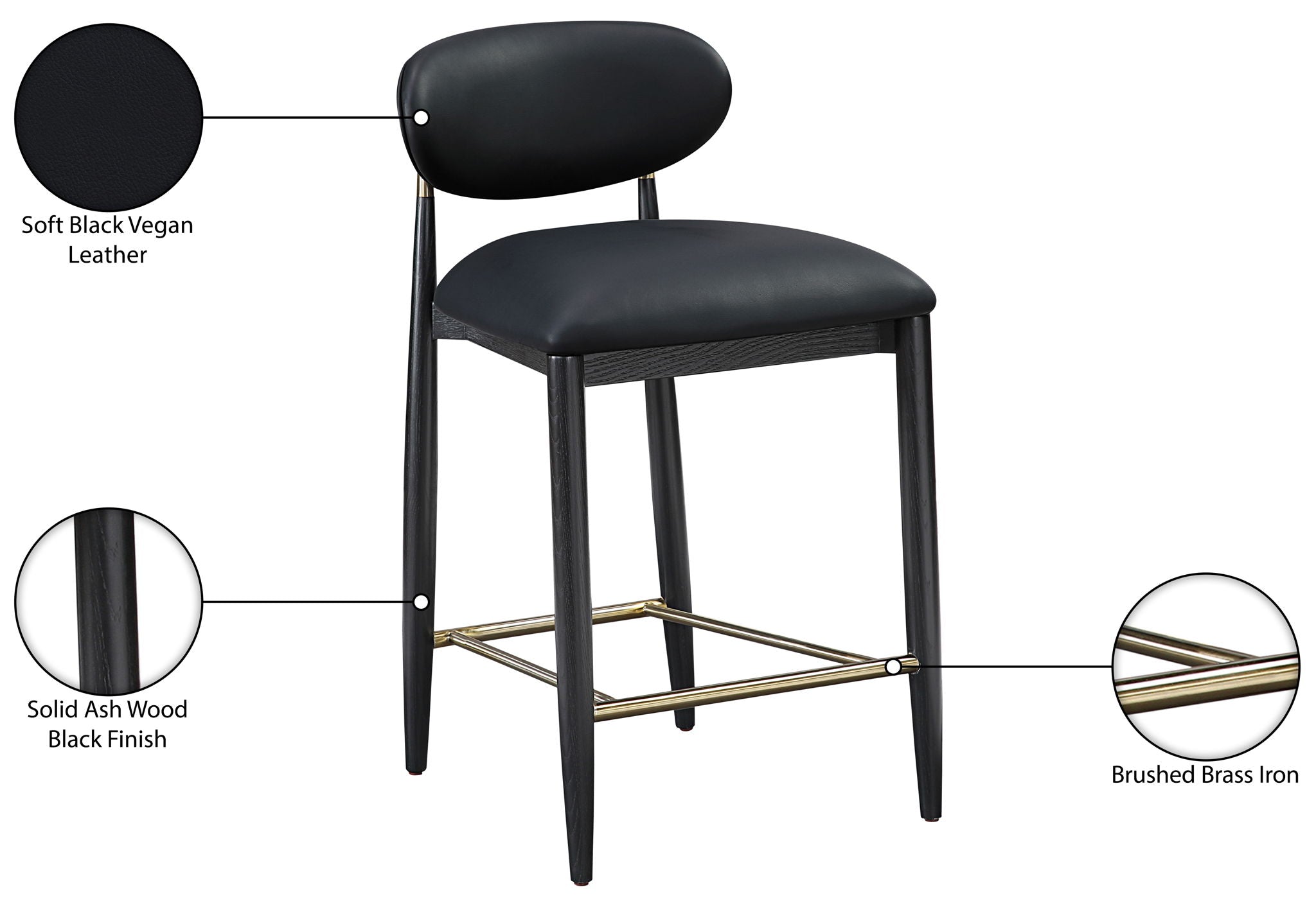 Riccio - Stool - Black And Gold Frame