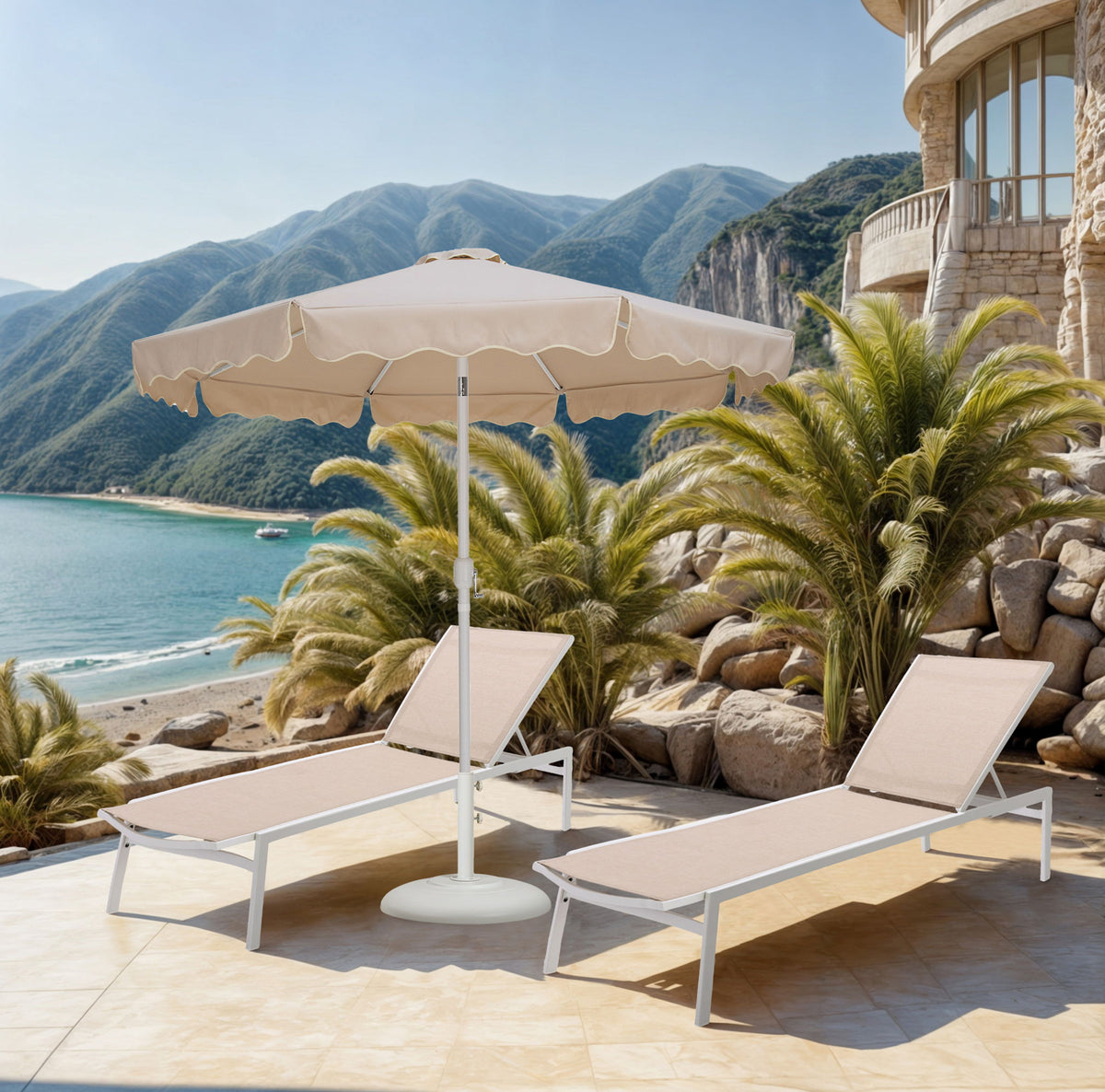 Amalfi - Patio Umbrella - White Base / White Pole
