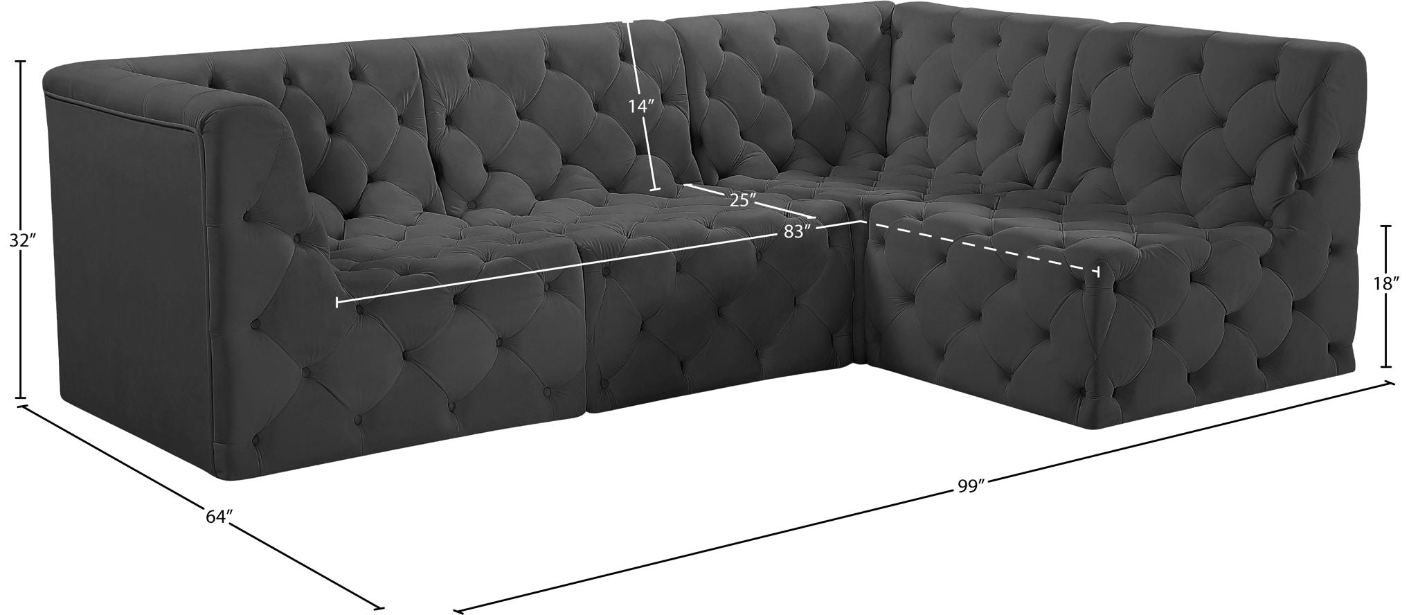 Tuft - 4 Piece Modular Sectional