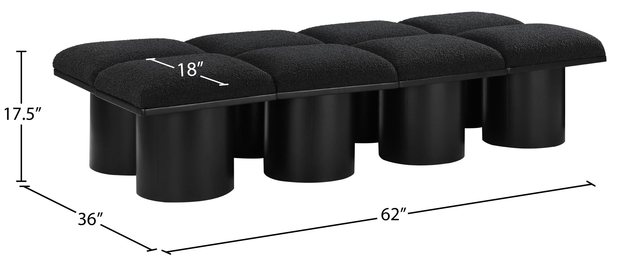 Pavilion - 8 Piece Modular Bench With Black Base