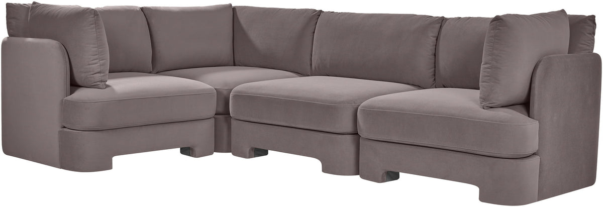 Hammond - Velvet Performance Fabric Upholstered 4 Piece Sectional
