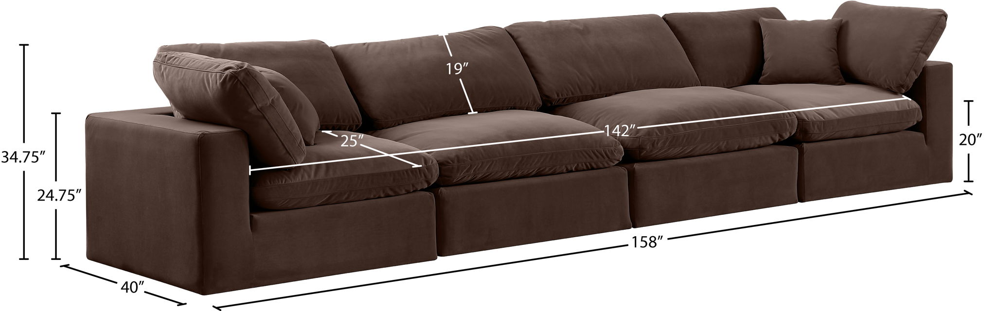 Comfy - Velvet Modular Sofa 4 Seats