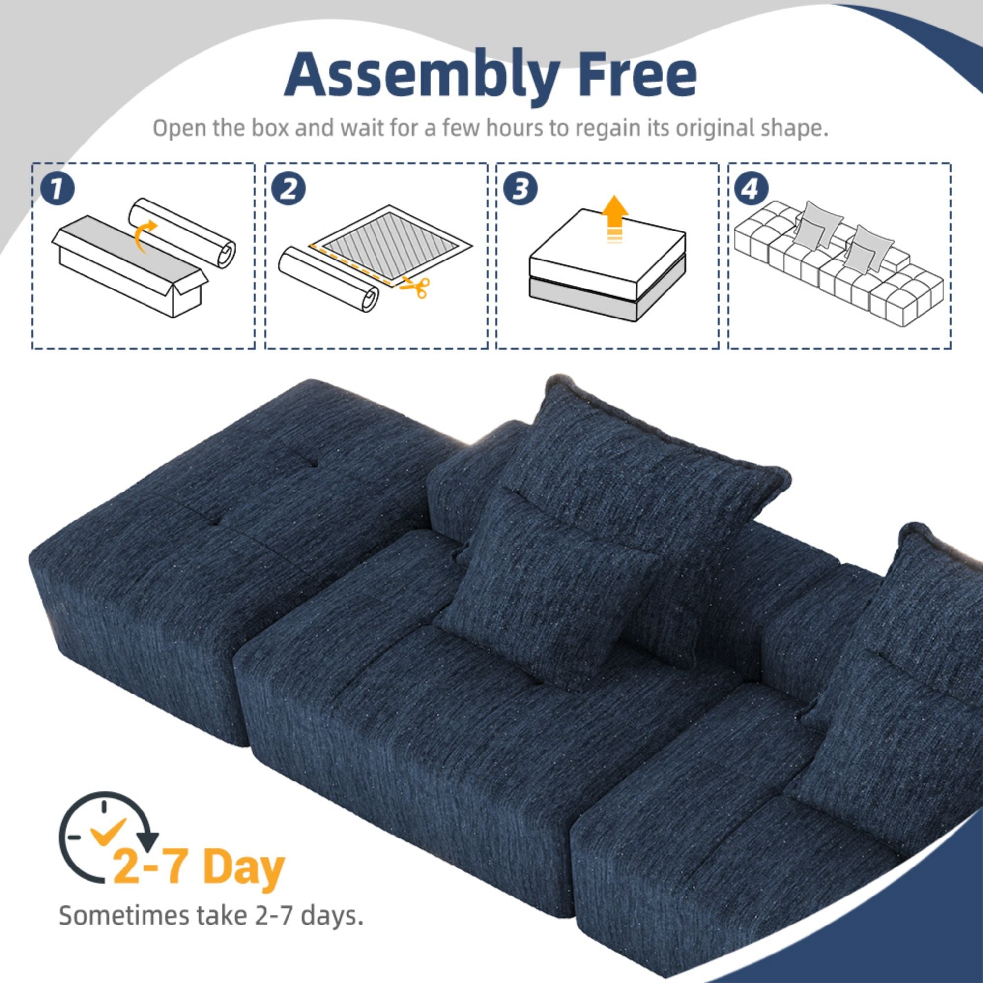 Modern Oversized Diy Combination Modular Sectional Sofa & Pillows