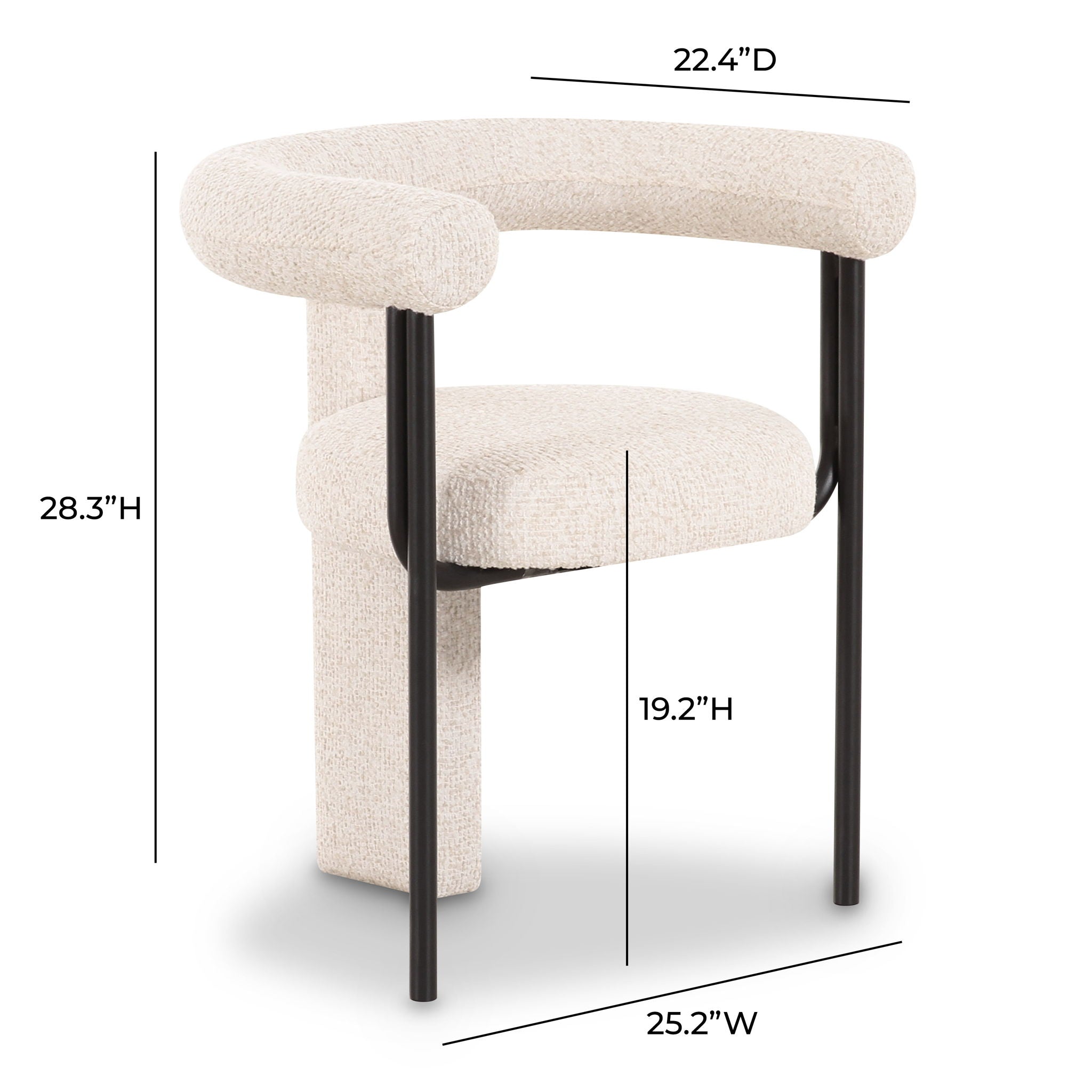 Synn - Performance Boucle Dining Chair - Cream