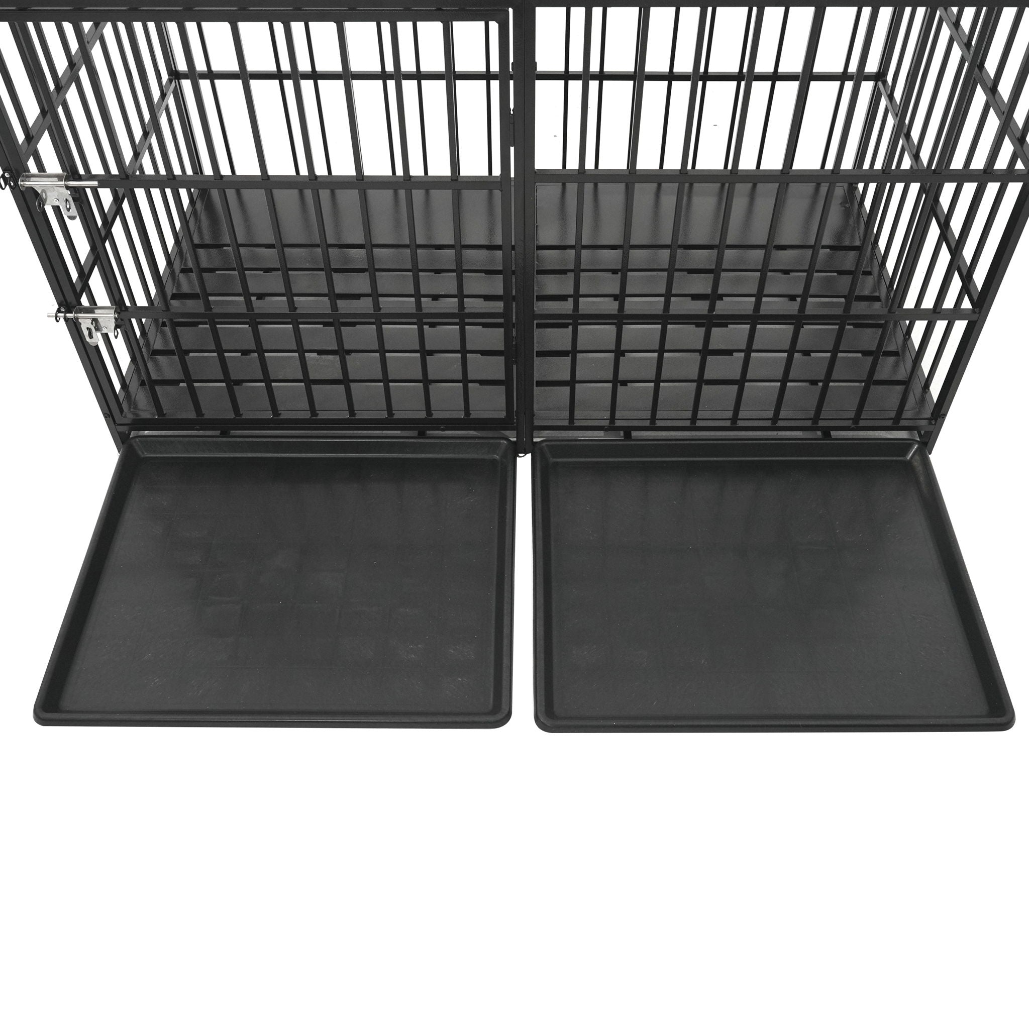 Extra Large Heavy Duty Dog Crate With Removable Pans For Dogs - Black