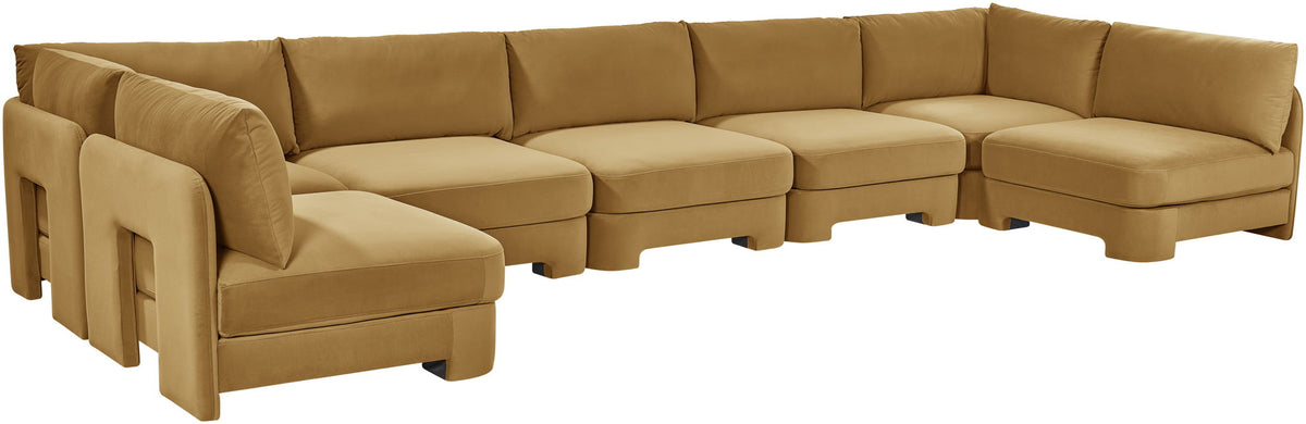 Hammond - Velvet Performance Fabric Upholstered 7 Piece U-Shaped Armless Sectional