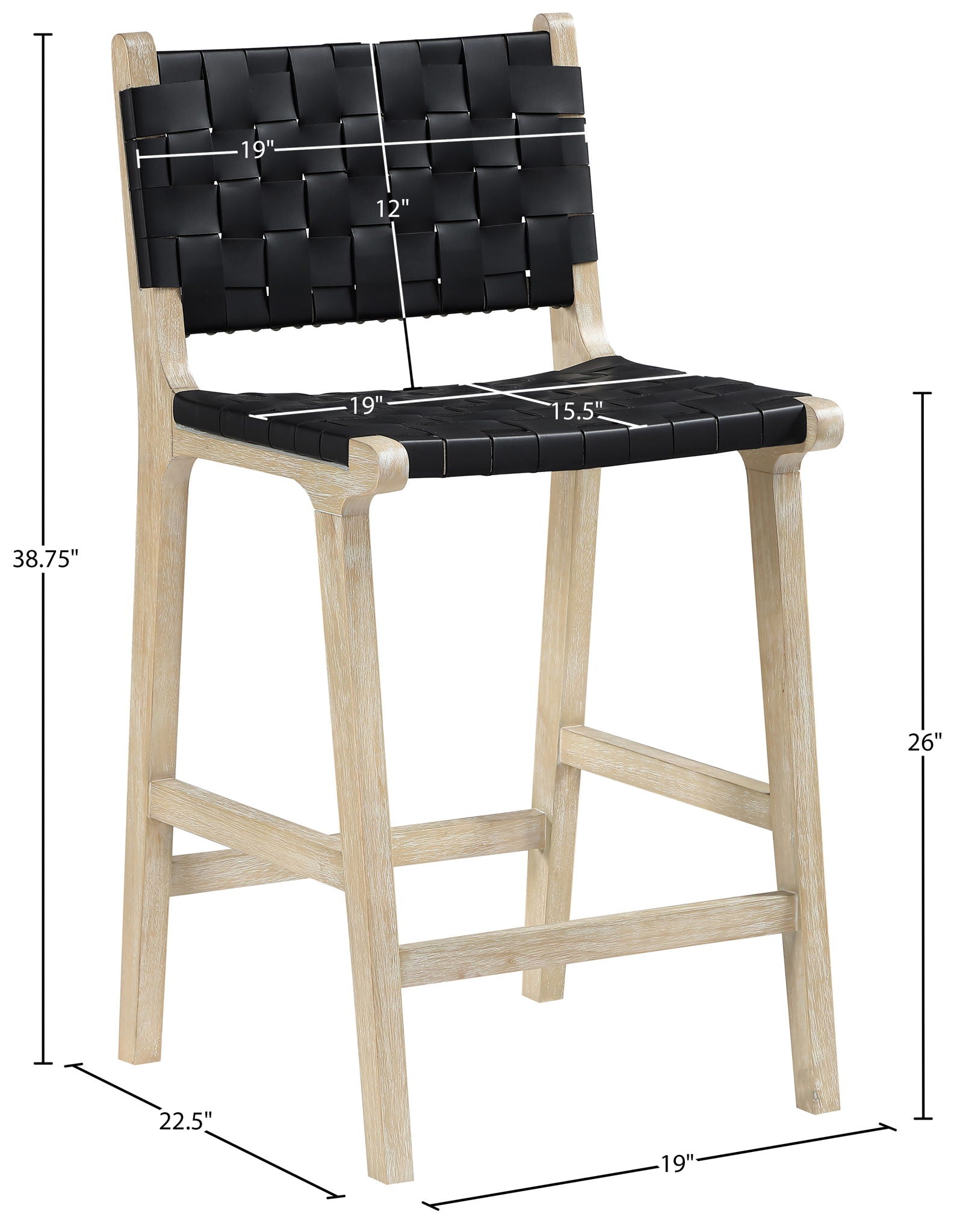 Entwine - Vegan Leather Upholstered Counter Stool - Painted Natural