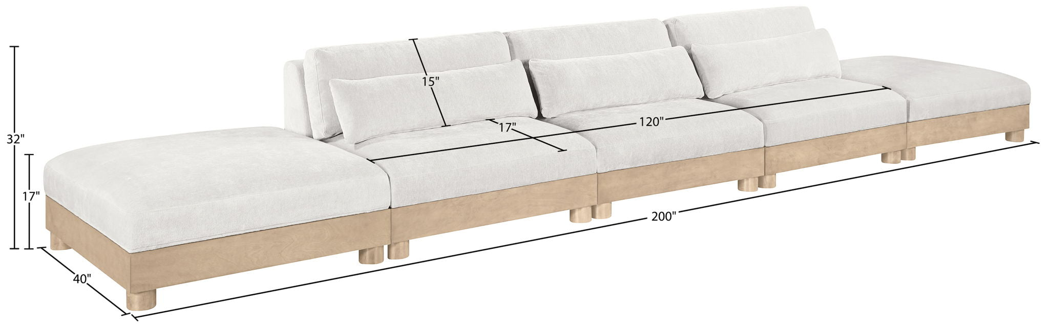 Turin - Chenille Fabric Upholstered Modular Sectional - White