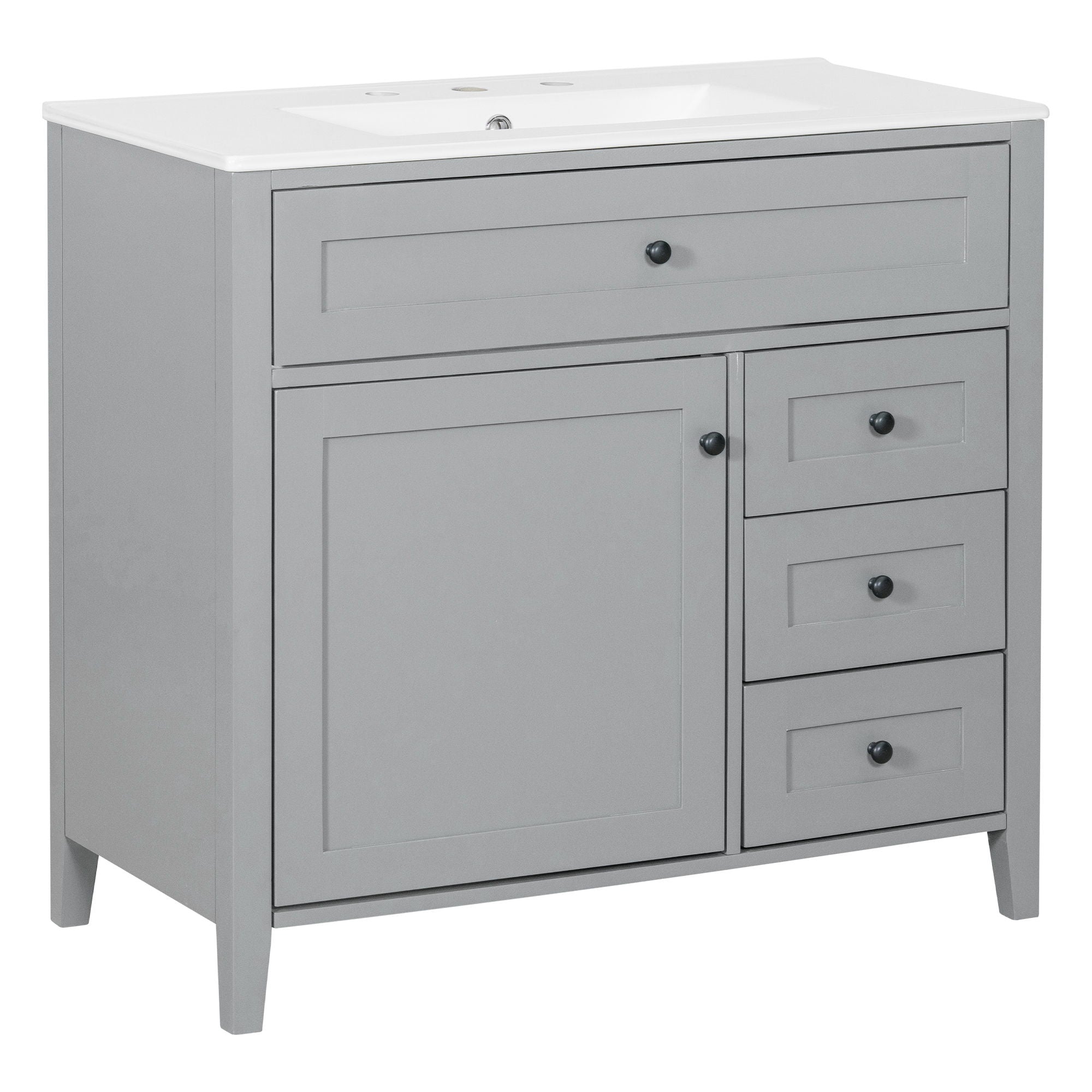 Bathroom Vanity With Sink, Cabinet With 3 Drawers And Adjustable Shelf