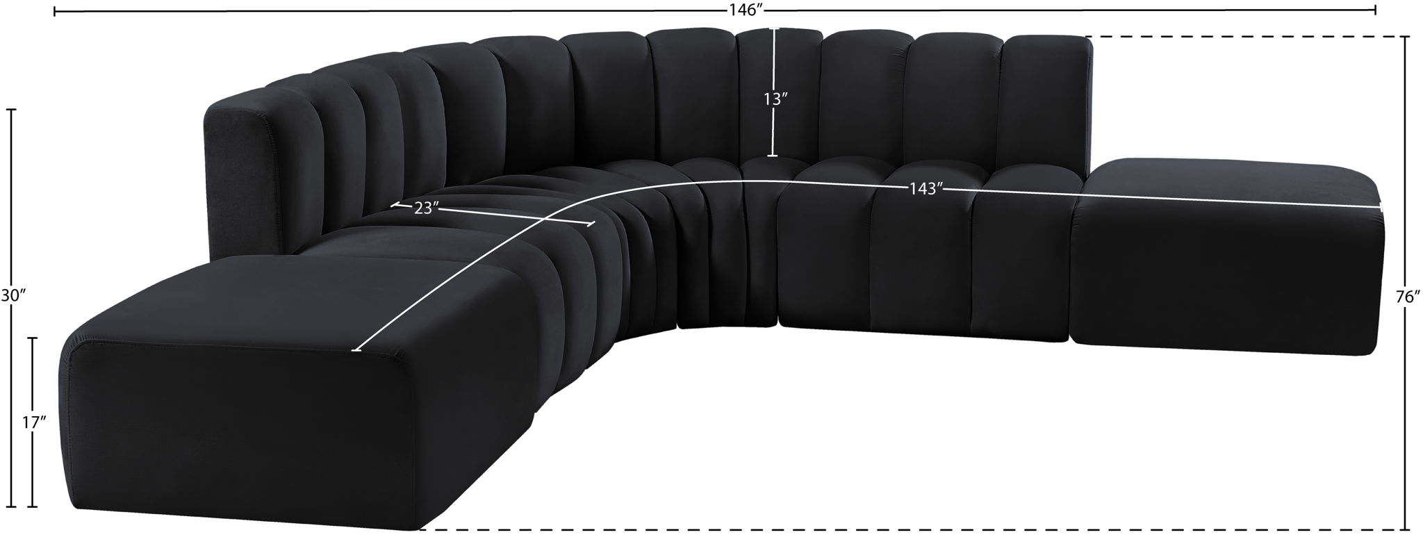 Arc - Velvet 6 Piece Corner Modular Sofa