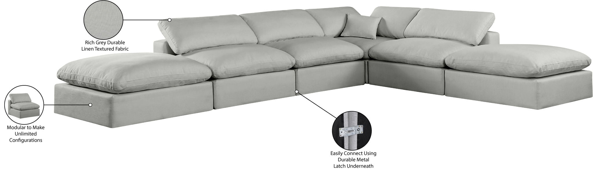 Comfy - 6 Piece Linen Modular Sectional