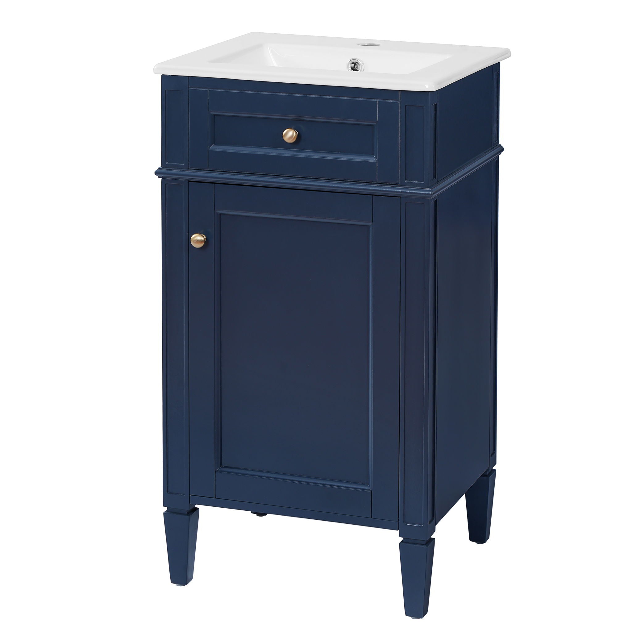 French Style Bathroom Vanity With Sink, Soft-Closing Door, Adjustable Shelf, Rectangular Design