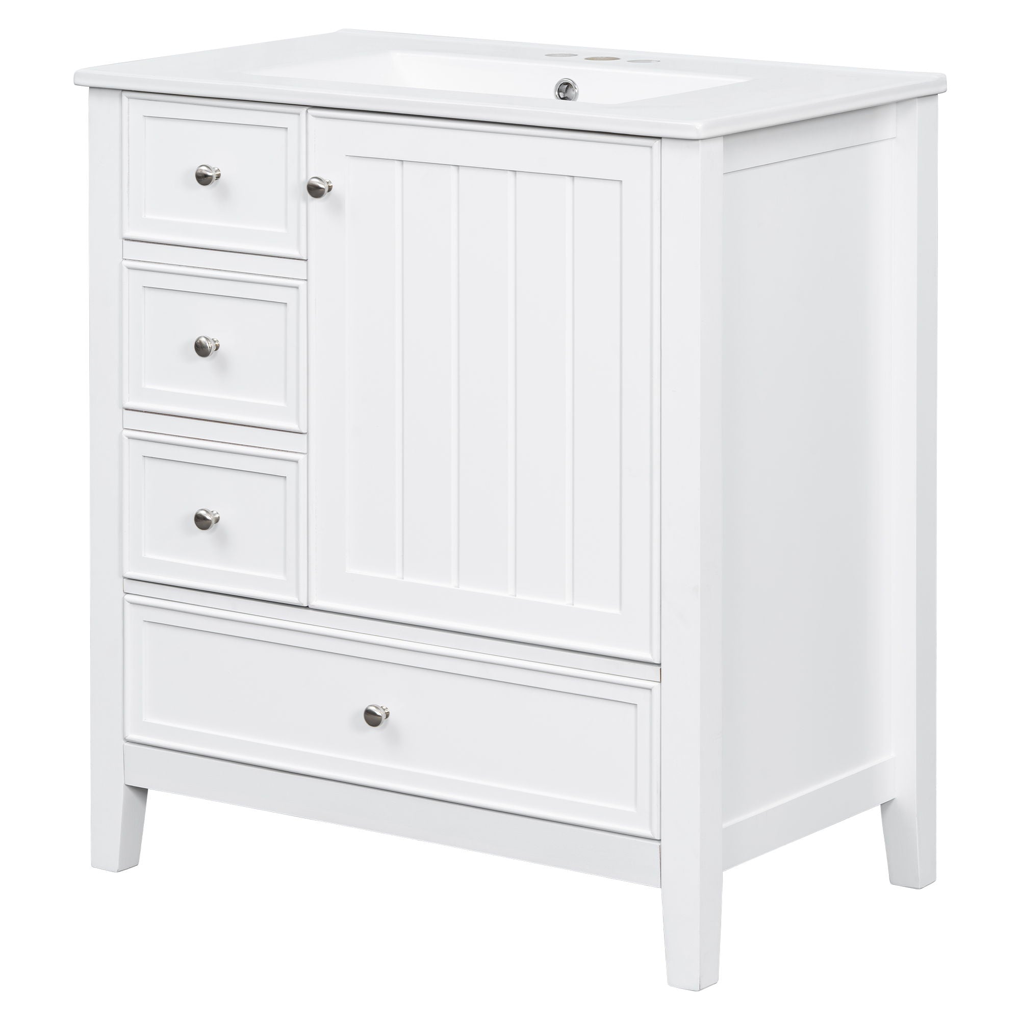 Modern Bathroom Vanity With Sink, 1 Cabinet & 3 Drawers