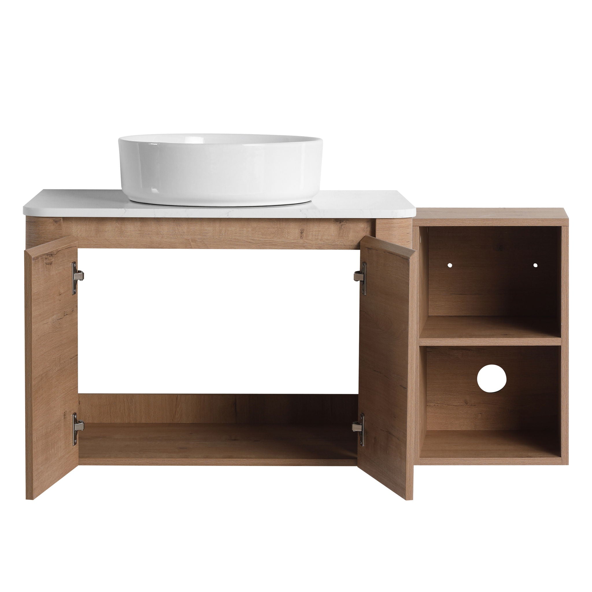 Wall Mounted Bathroom Vanity With Art Sink, 1 Storage Shelf, 2 Soft Close Doors