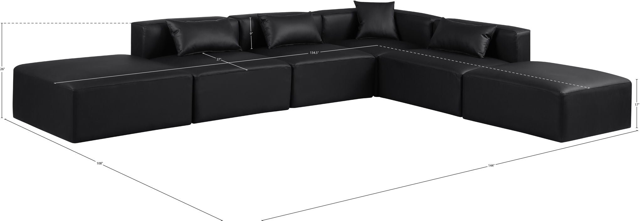 Cube - 6 Piece Modular Corner Armless Sectional