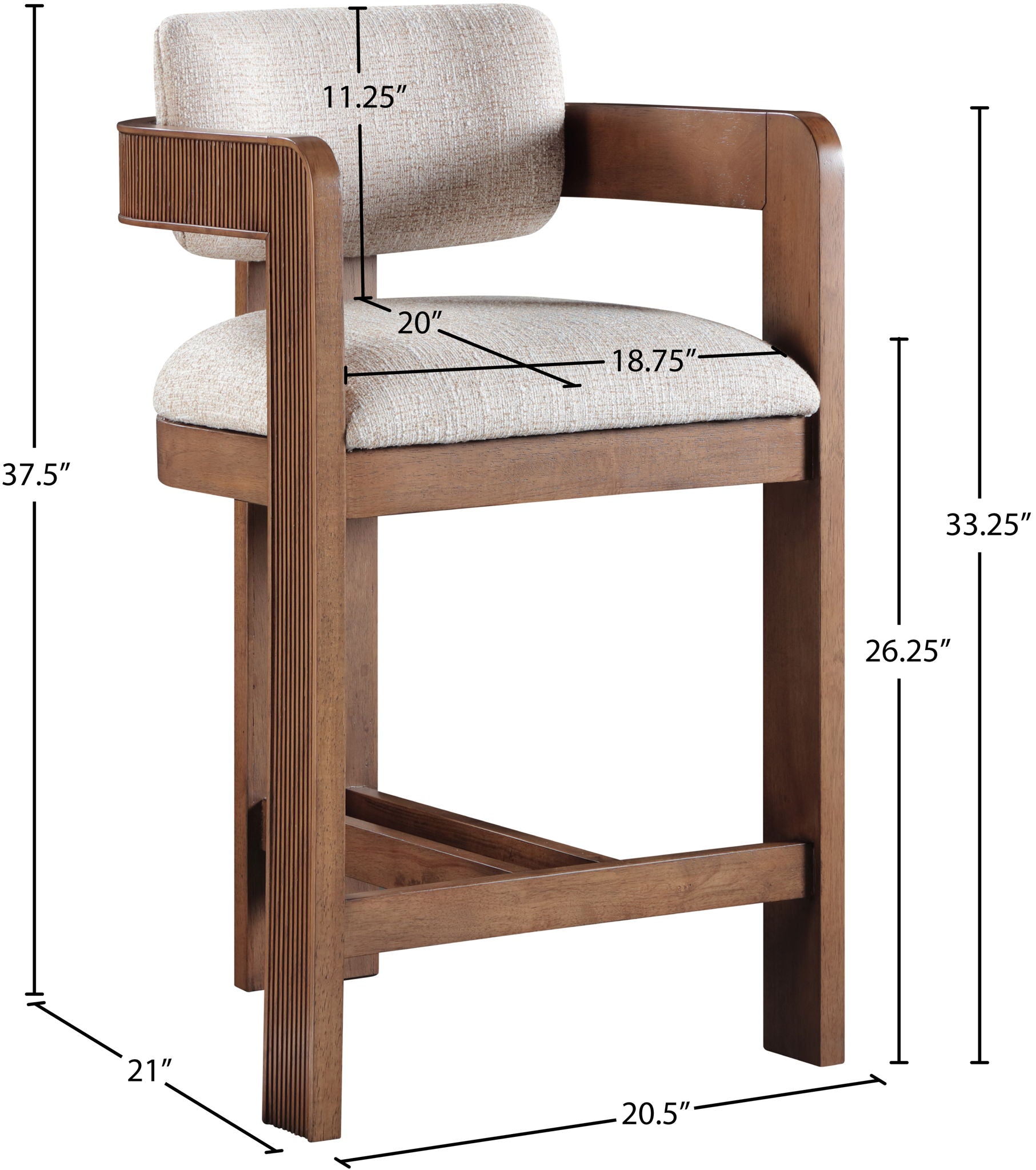 Sacha - Linen Stool With Brown Base