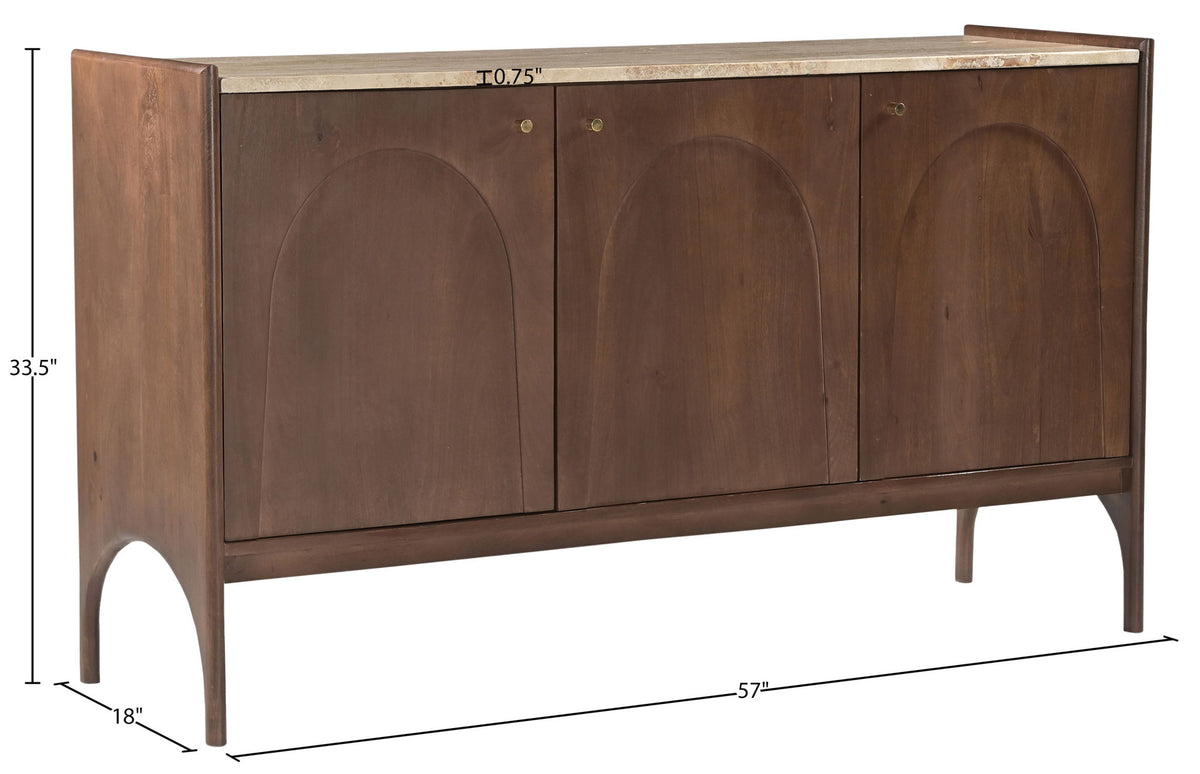 Veya - 57" Genuine Marble And Mango Wood Sideboard / Buffet
