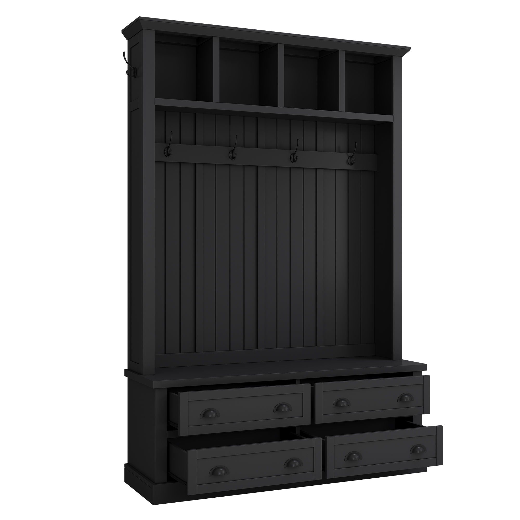 Hall Tree With 4 Drawers, Coat Rack With 6 Hooks