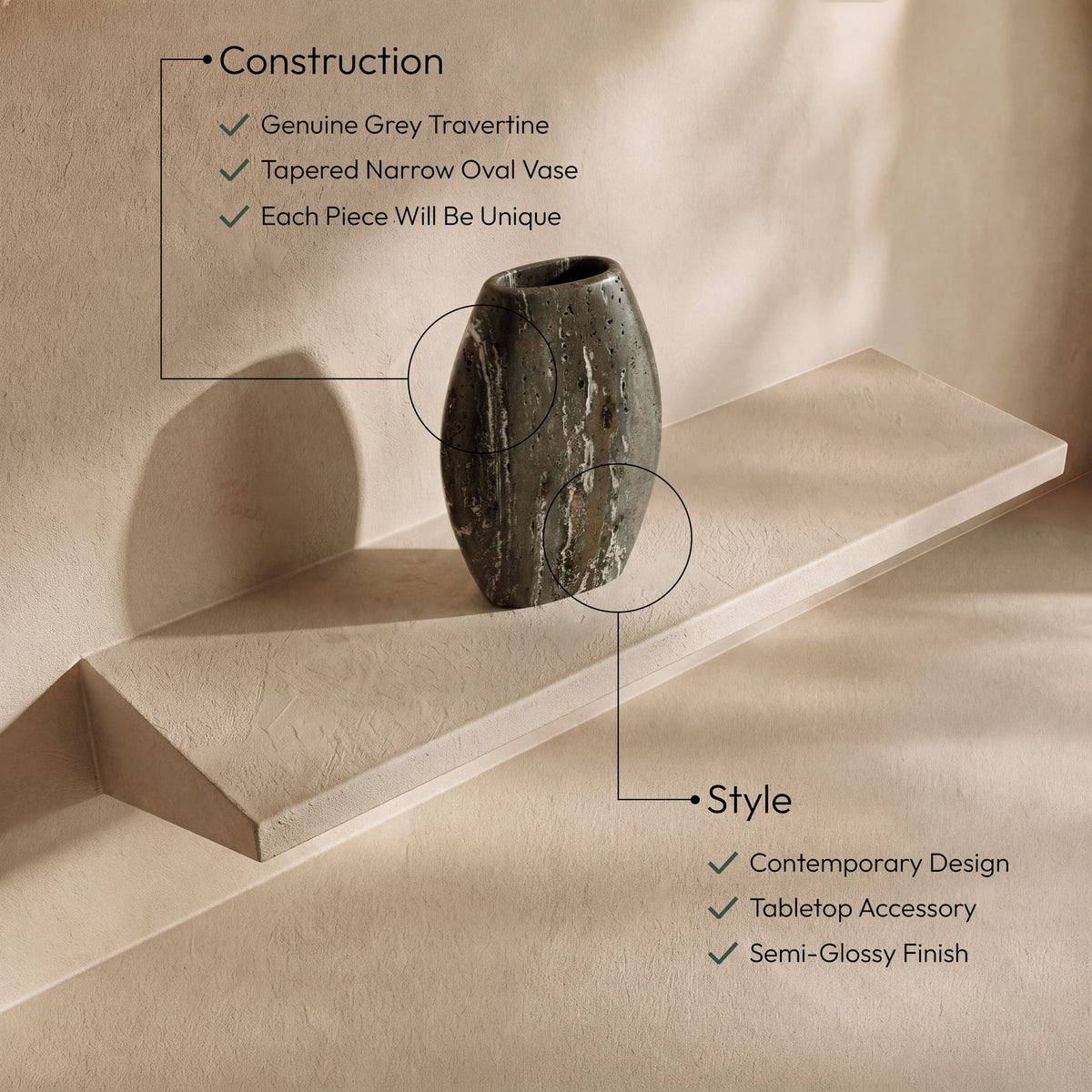 Sadie - Travertine Vase