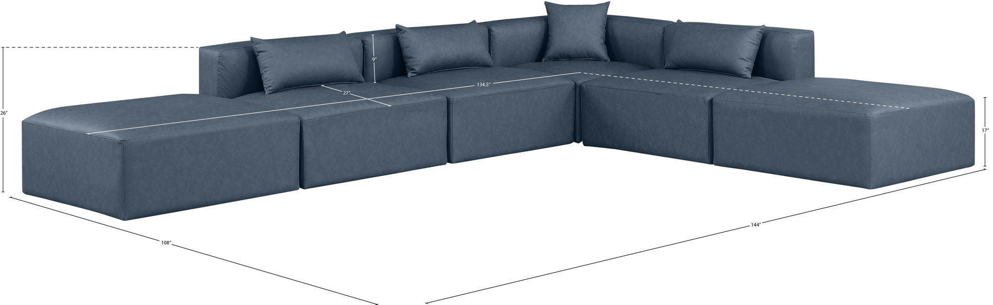 Cube - 6 Piece Modular Corner Armless Sectional