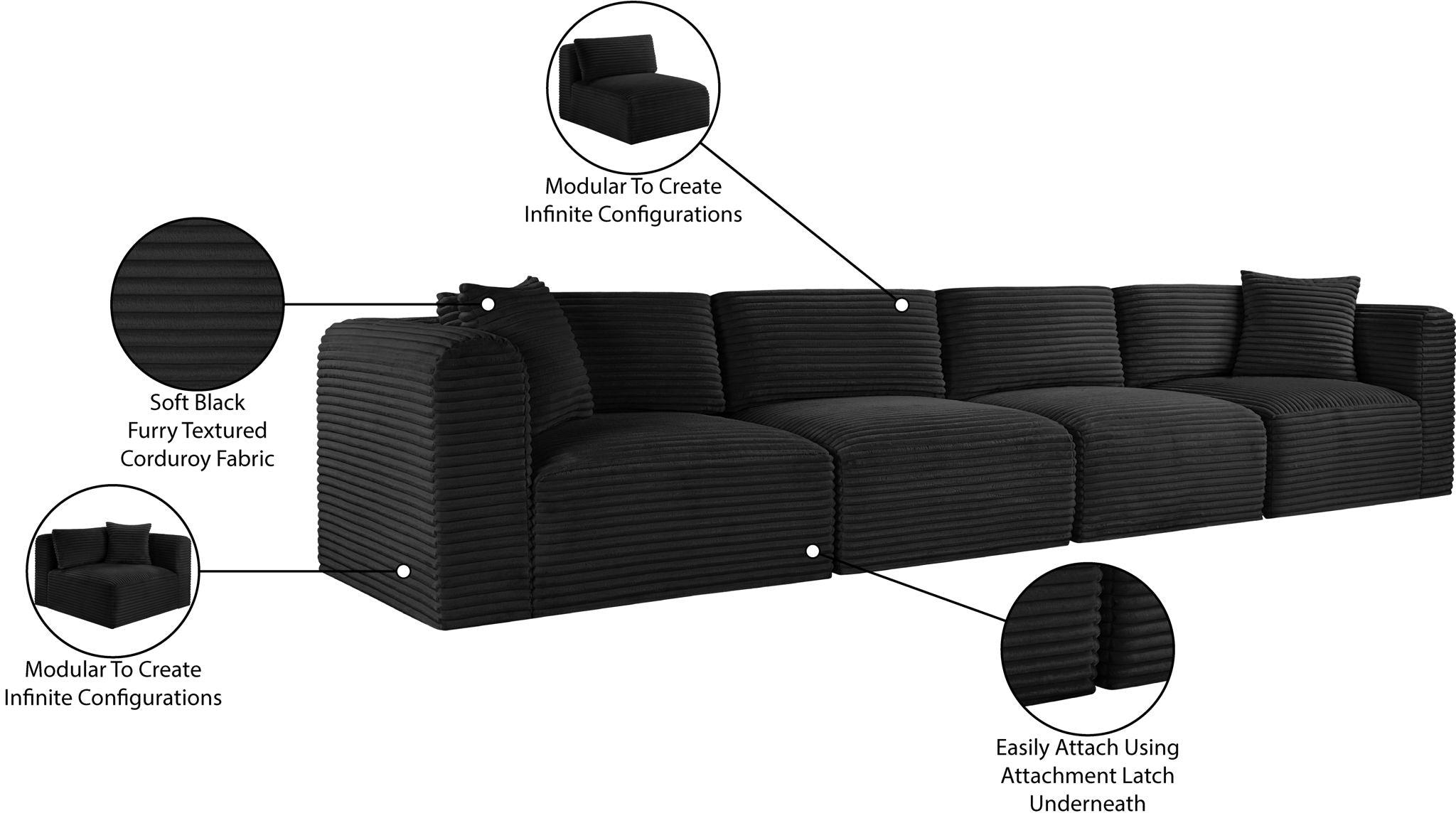Shaggy - 4 Seat Modular Sofa