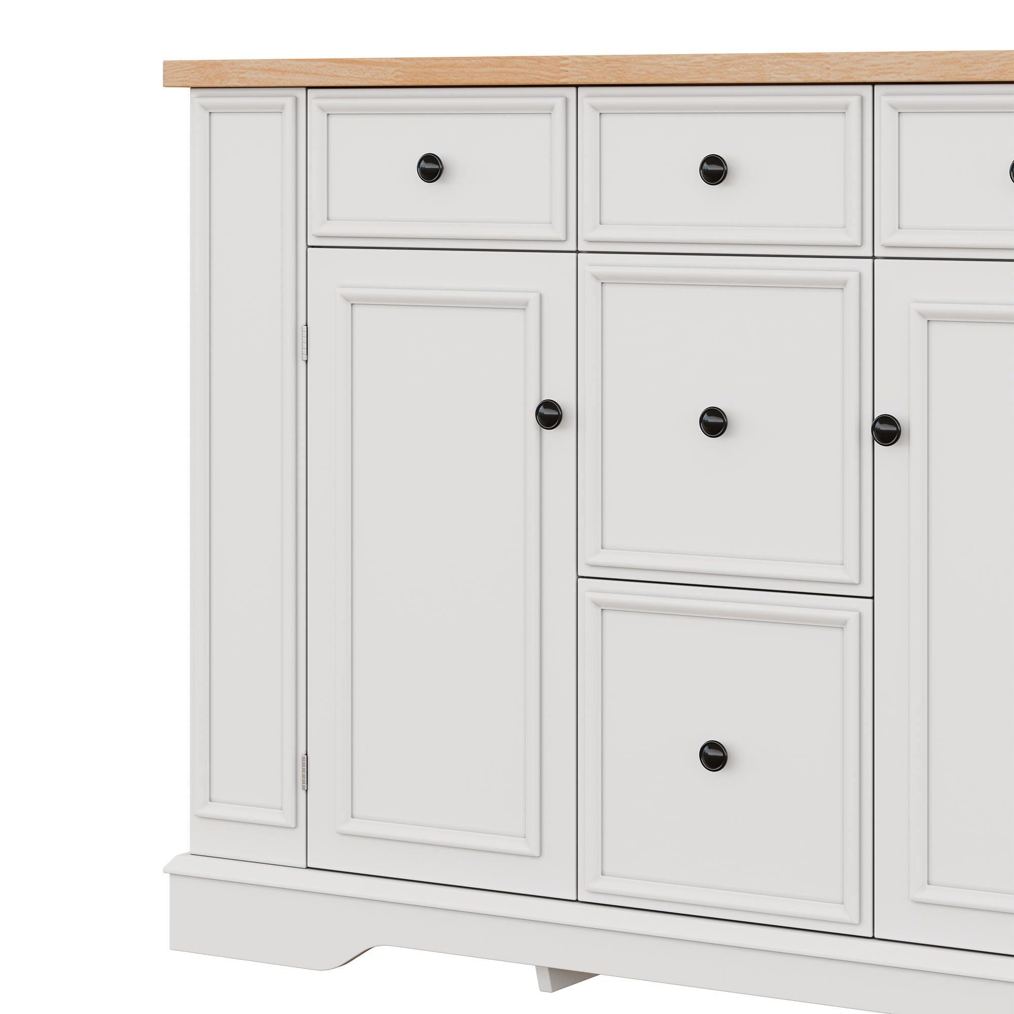 Sideboard Buffet Cabinet With 5 Drawers, 2 Cabinets, Adjustable Shelves, Kitchen Console Table For Dining Room - White