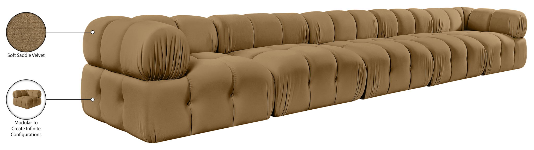 Orin - Fabric Velvet 5 Piece Modular Sofa