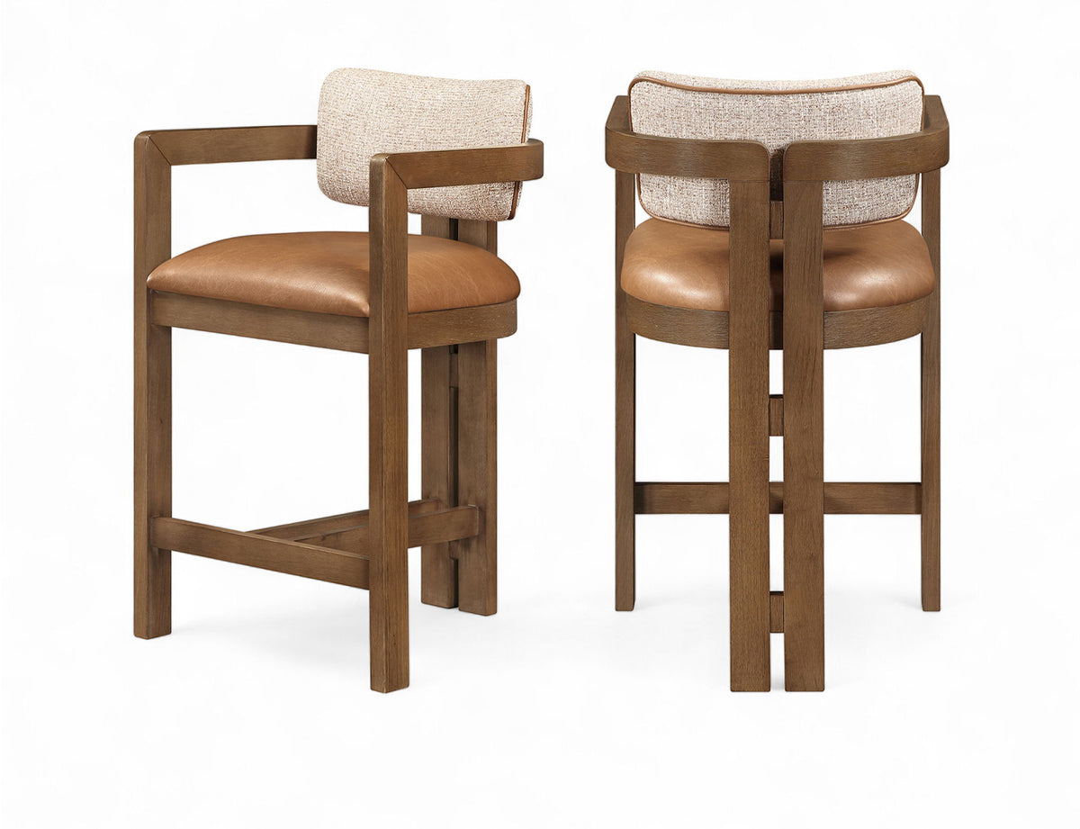 Ravina - Upholstered Counter Stool With Stained Brown Base