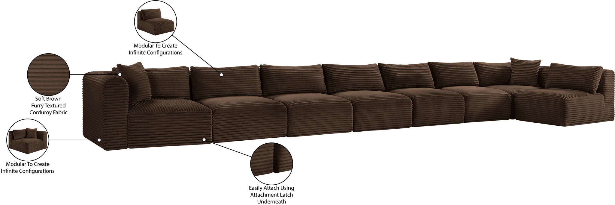 Shaggy - 8 Piece Modular Sectional