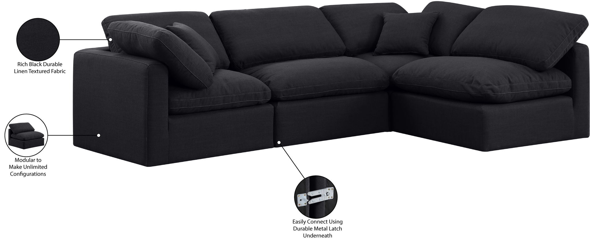Indulge - Linen 4 Piece Modular Sectional