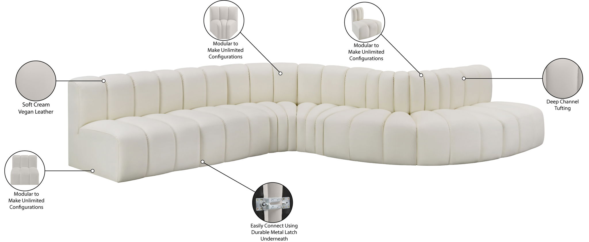 Arc - Faux Leather 7 Piece Modular Sofa