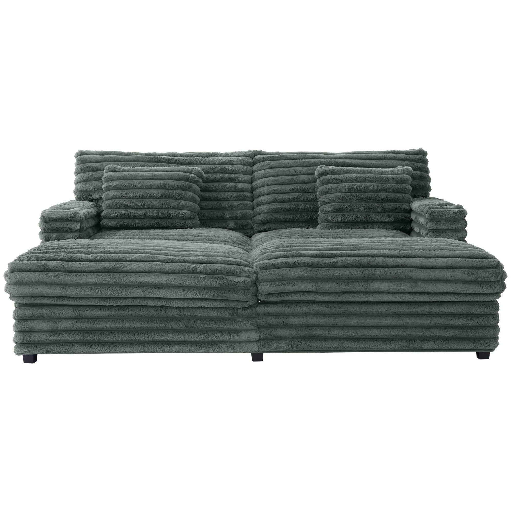 Oversized Double Chaise Lounge Sofa Bed With USB Ports And Cup Holders