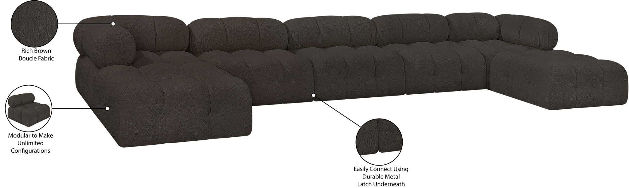 Ames - 7 Piece Fabric Modular U-Shaped Sectional