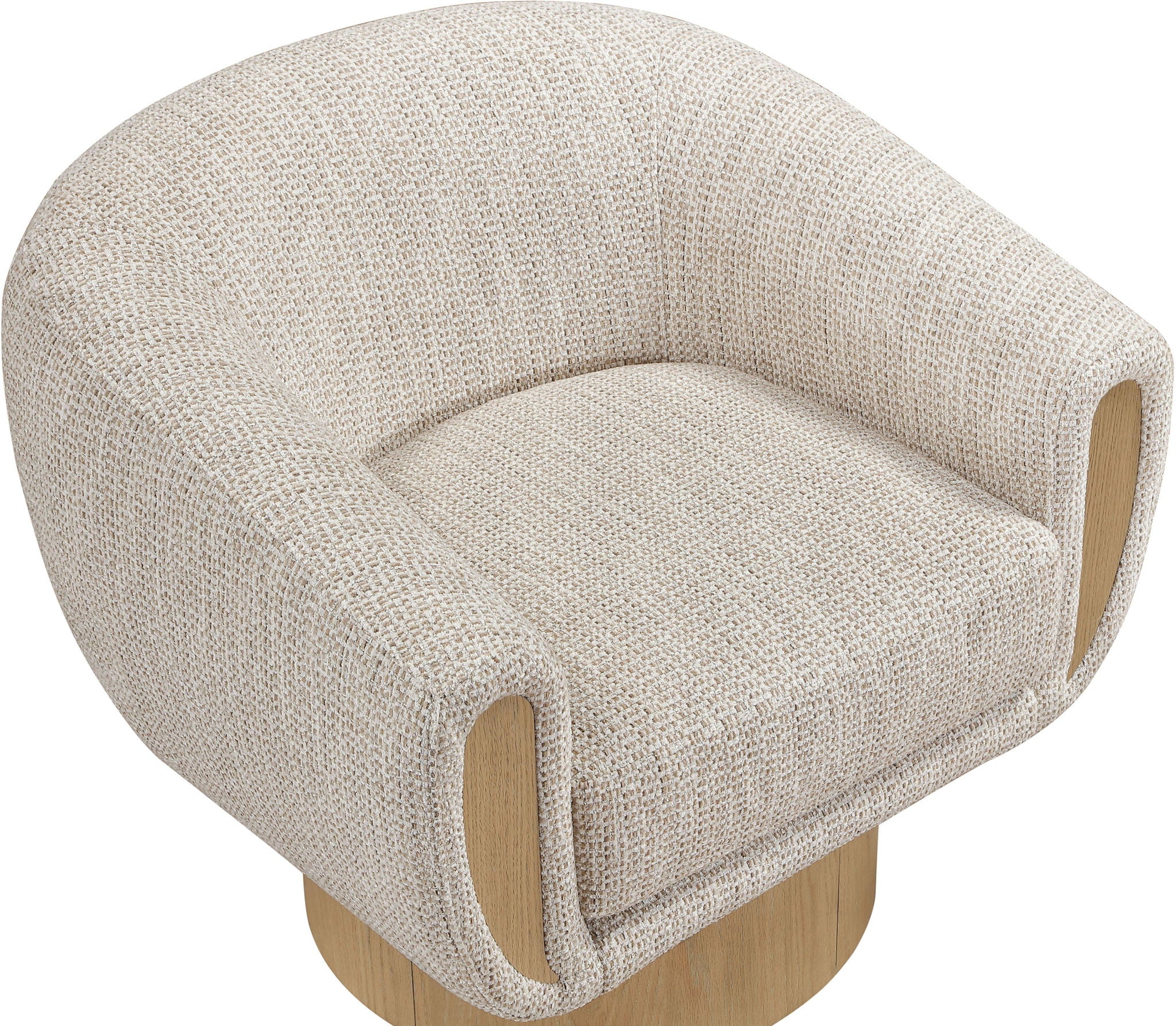 Avella - Interwoven Fabric Swivel Accent Chair - Light Brown Base