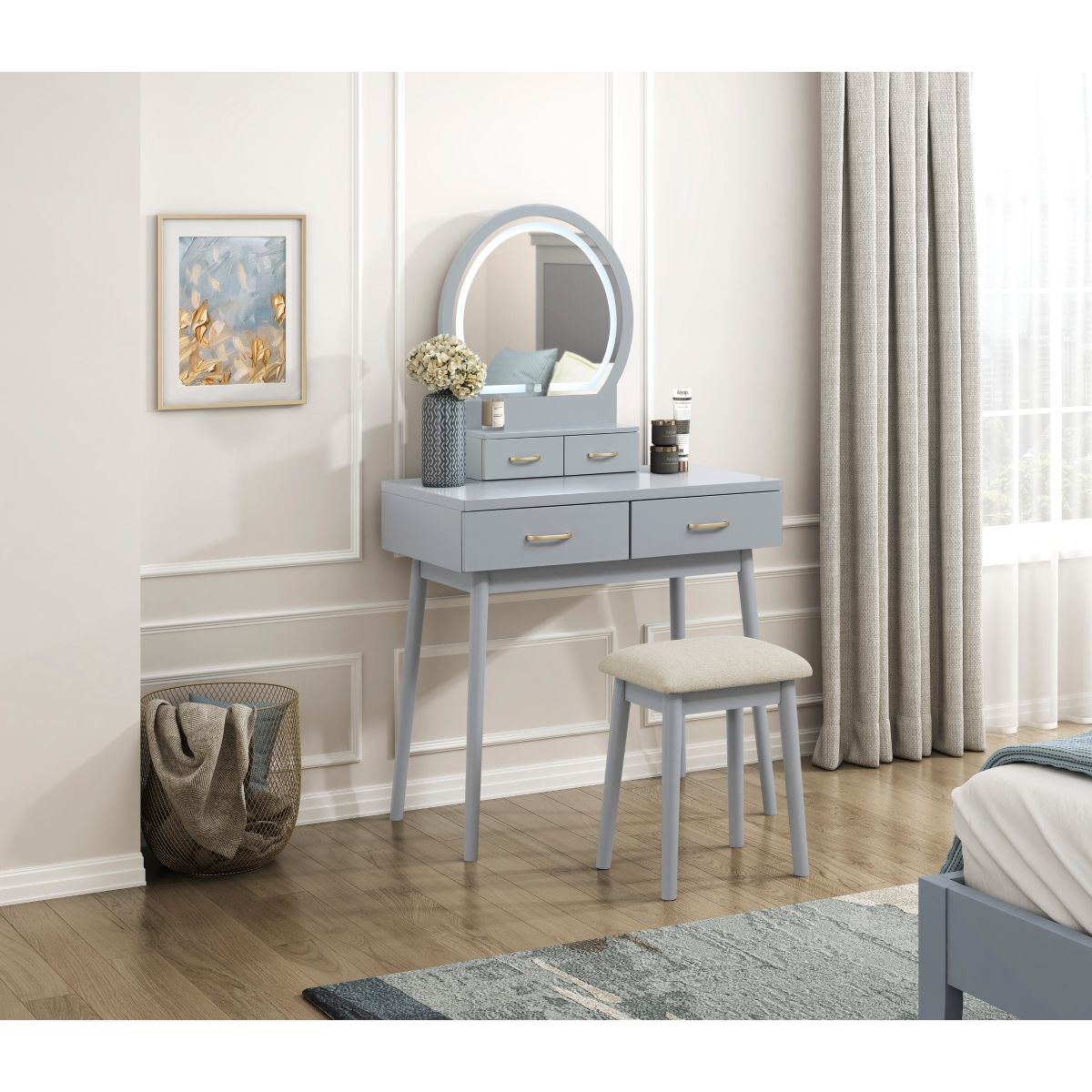 Camilla - Vanity Dresser With Mirror And Stool