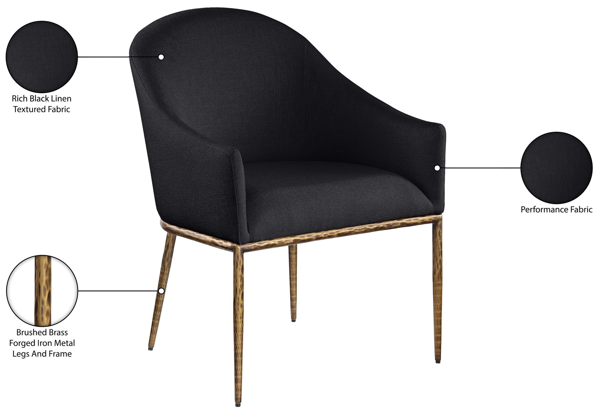 Ferro - Upholstered Dining Arm Chair With Brushed Gold Legs